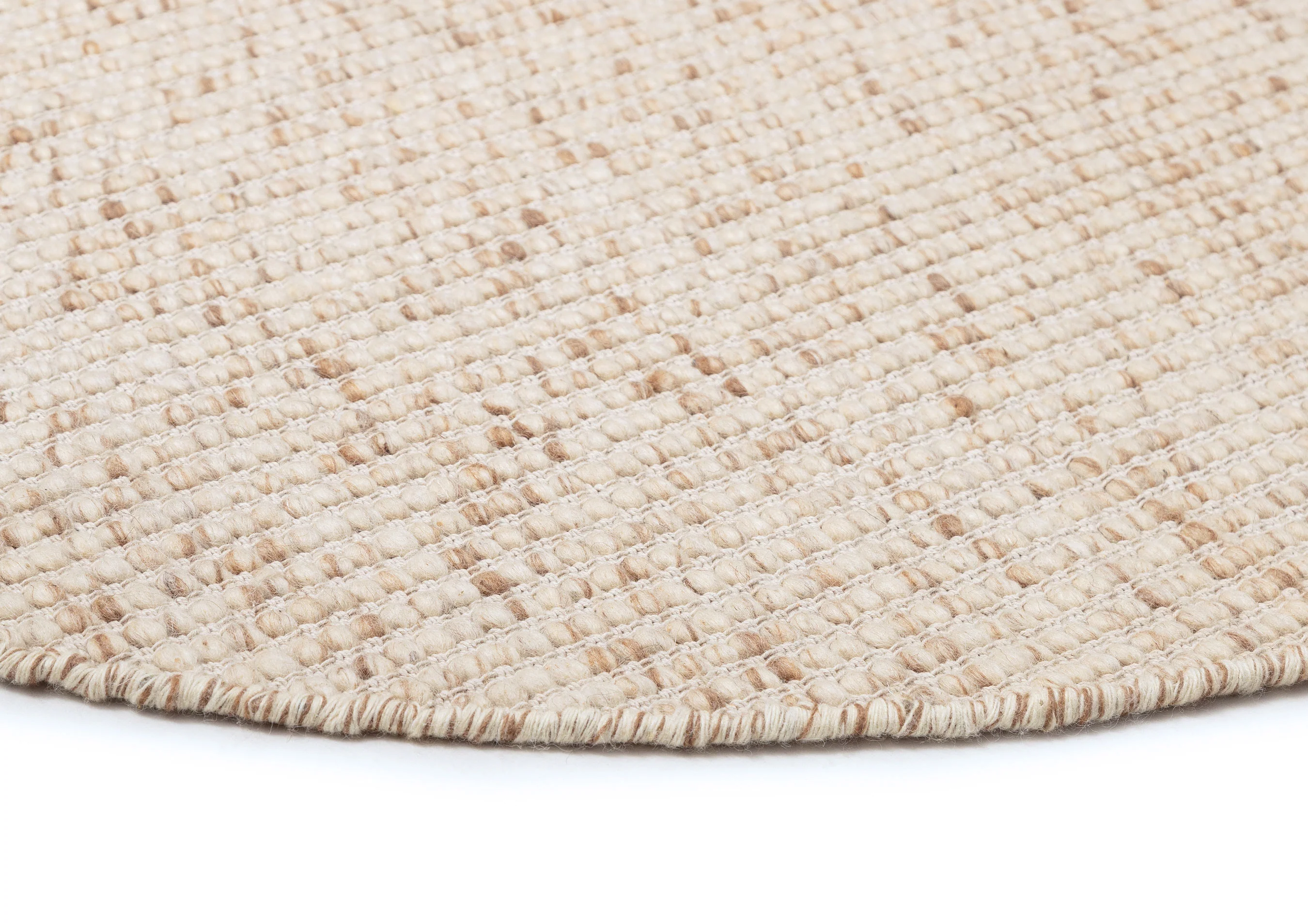 Indya Marbled Cream and Beige Chunky Wool Round Rug - Image 8