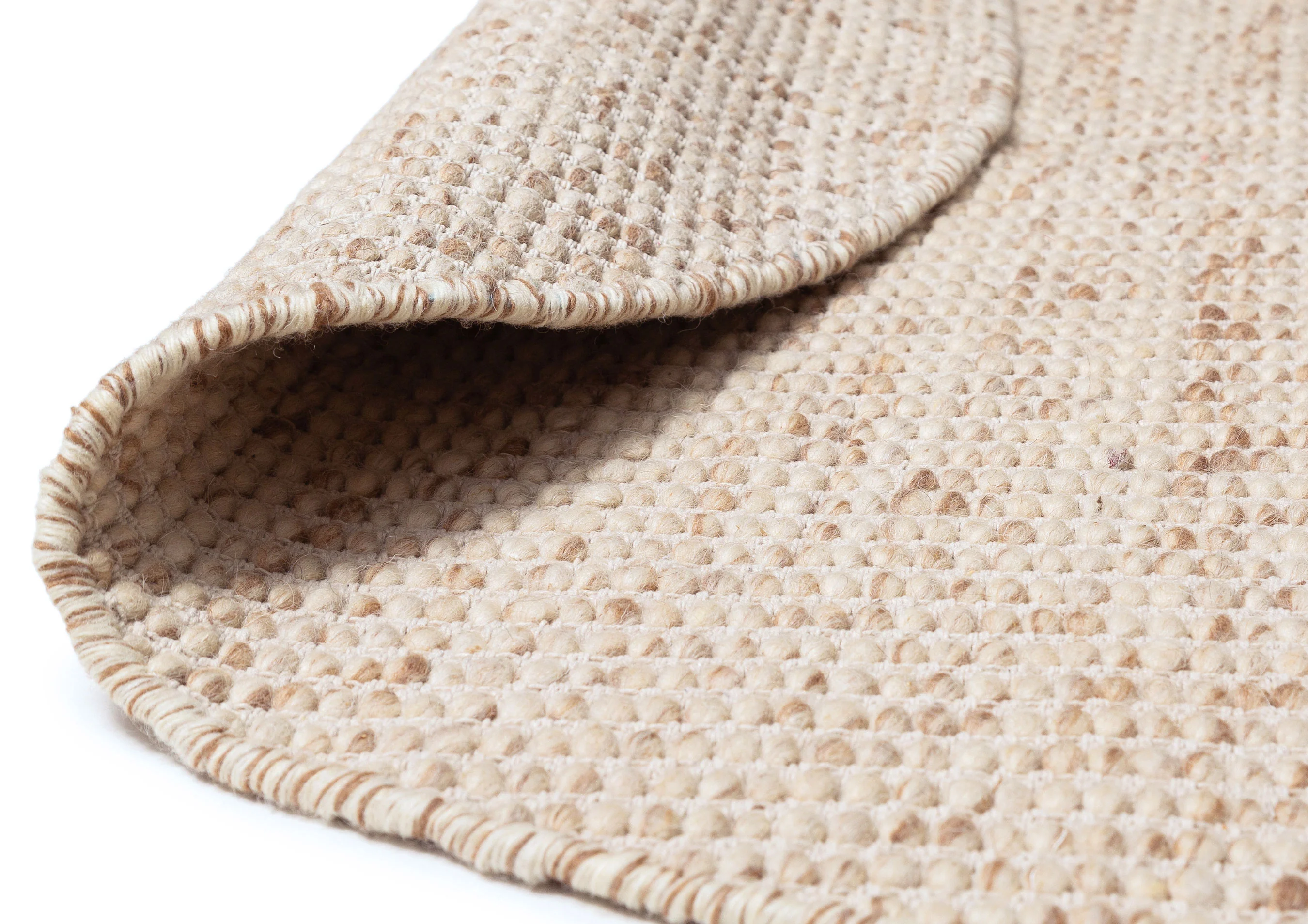 Indya Marbled Cream and Beige Chunky Wool Round Rug - Image 9