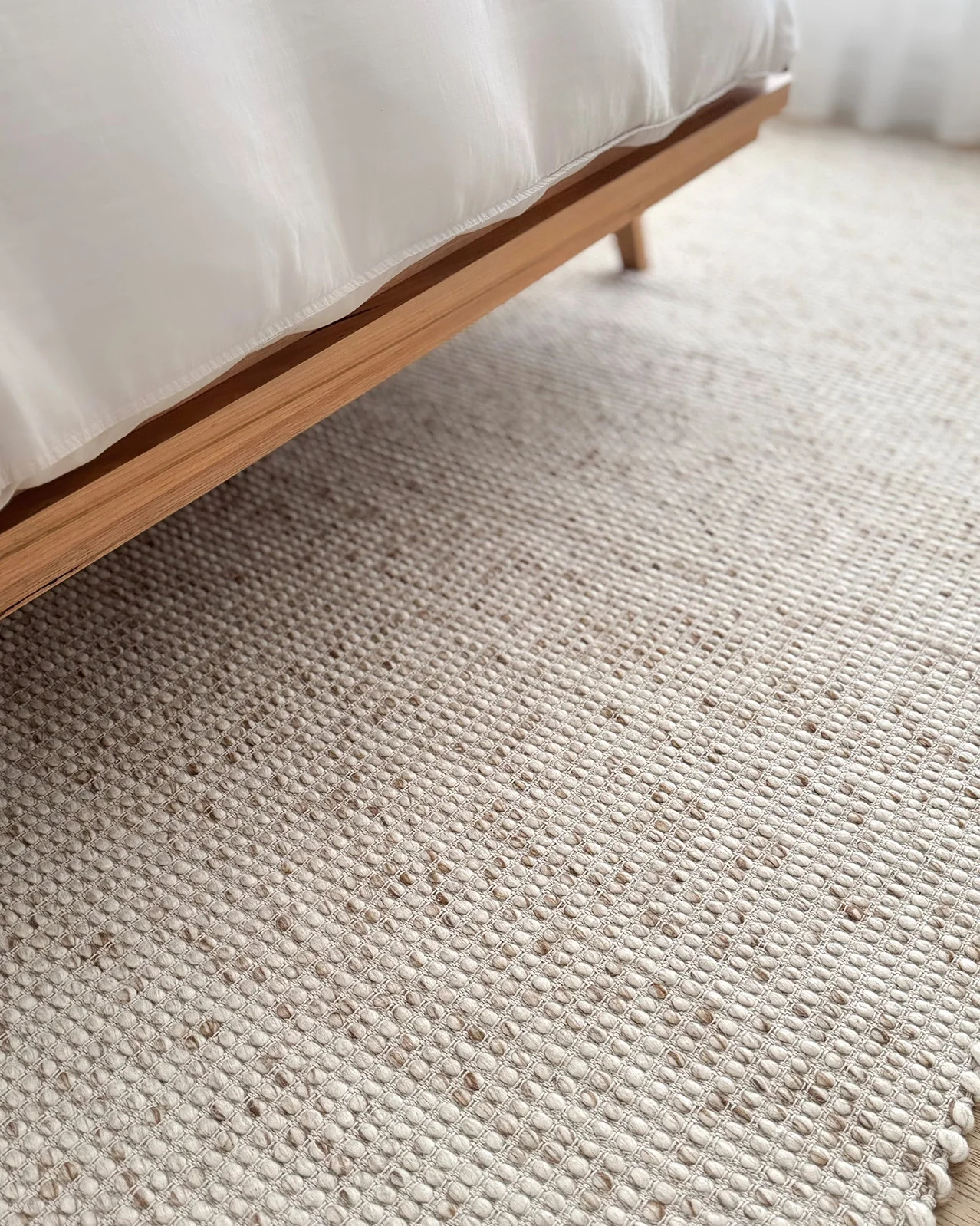 Indya Marbled Cream and Beige Chunky Wool Rug - Image 3