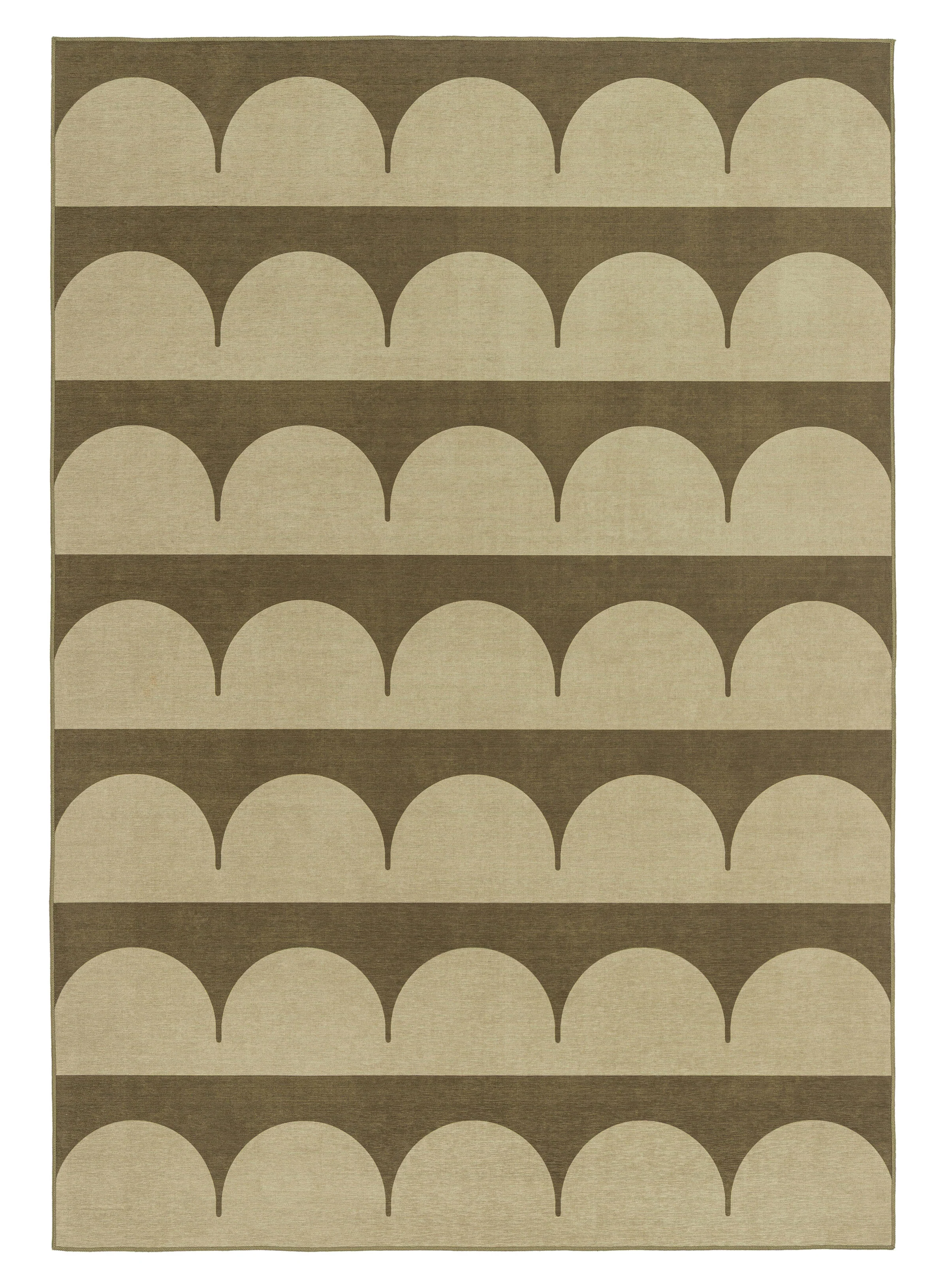 Inez Forest and Sage Arch Stripe Indoor Outdoor Rug