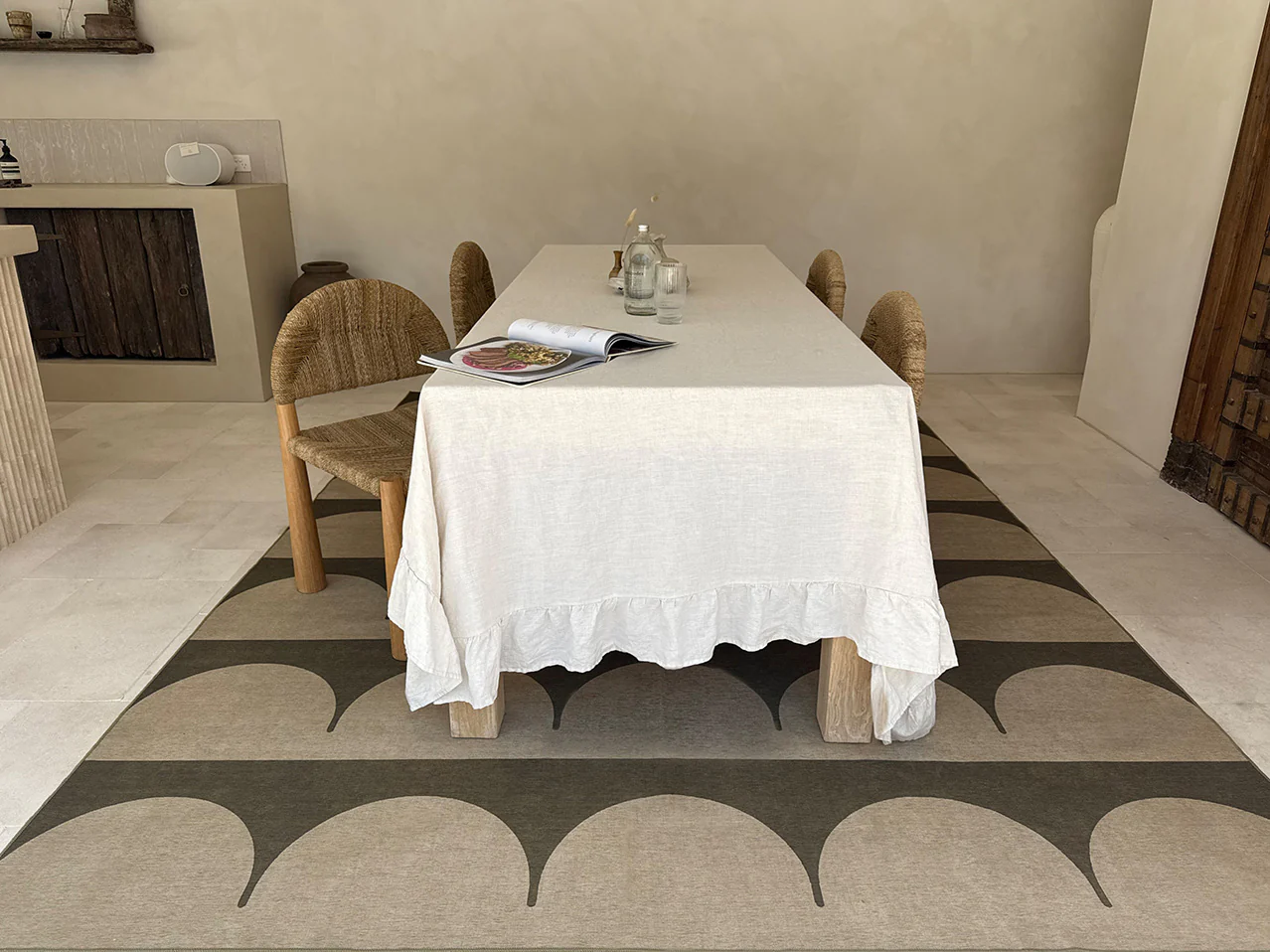 Inez Forest and Sage Arch Stripe Indoor Outdoor Rug - Image 3