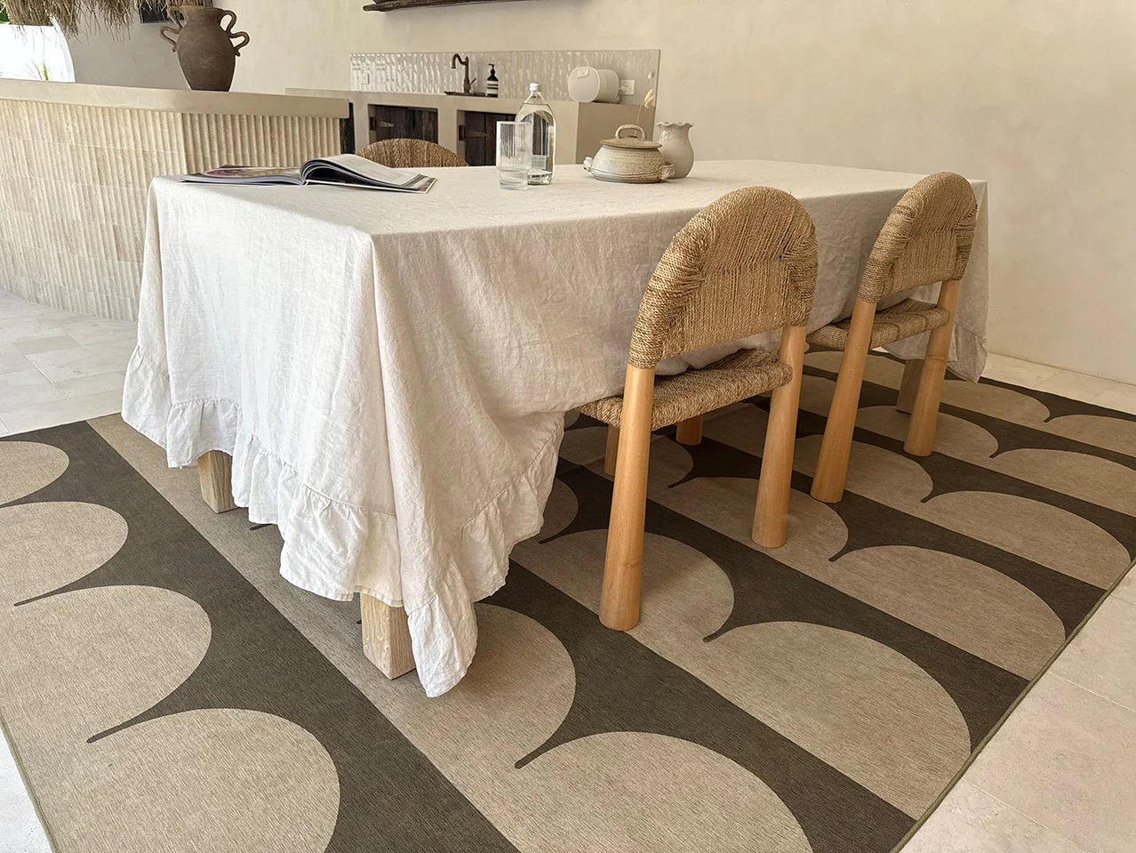 Inez Forest and Sage Arch Stripe Indoor Outdoor Rug - Image 4