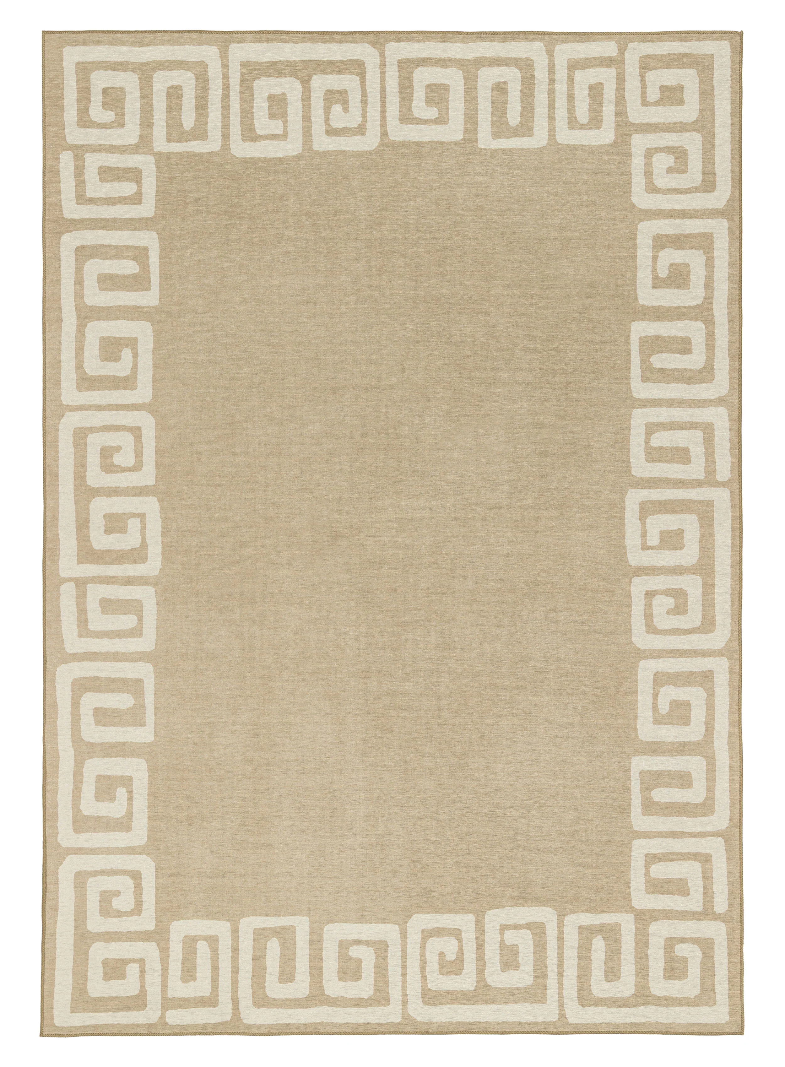 Ione Sandy Beige and Light Oat Geometric Indoor Outdoor Rug