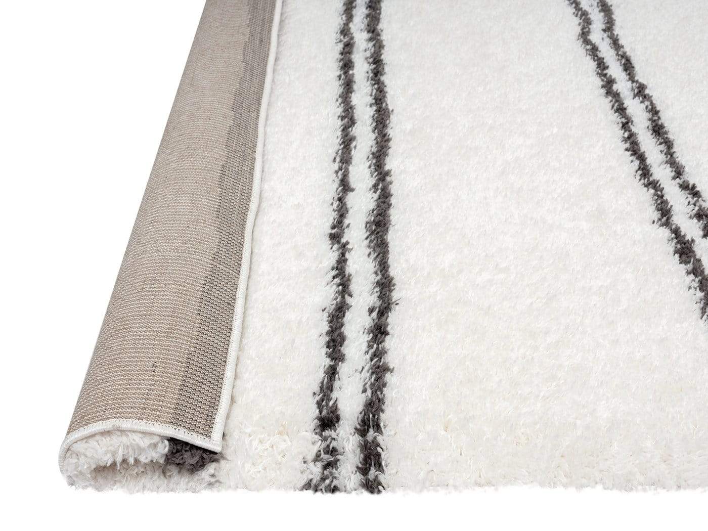 Irina Ivory And Charcoal Grey Shag Rug - Image 11