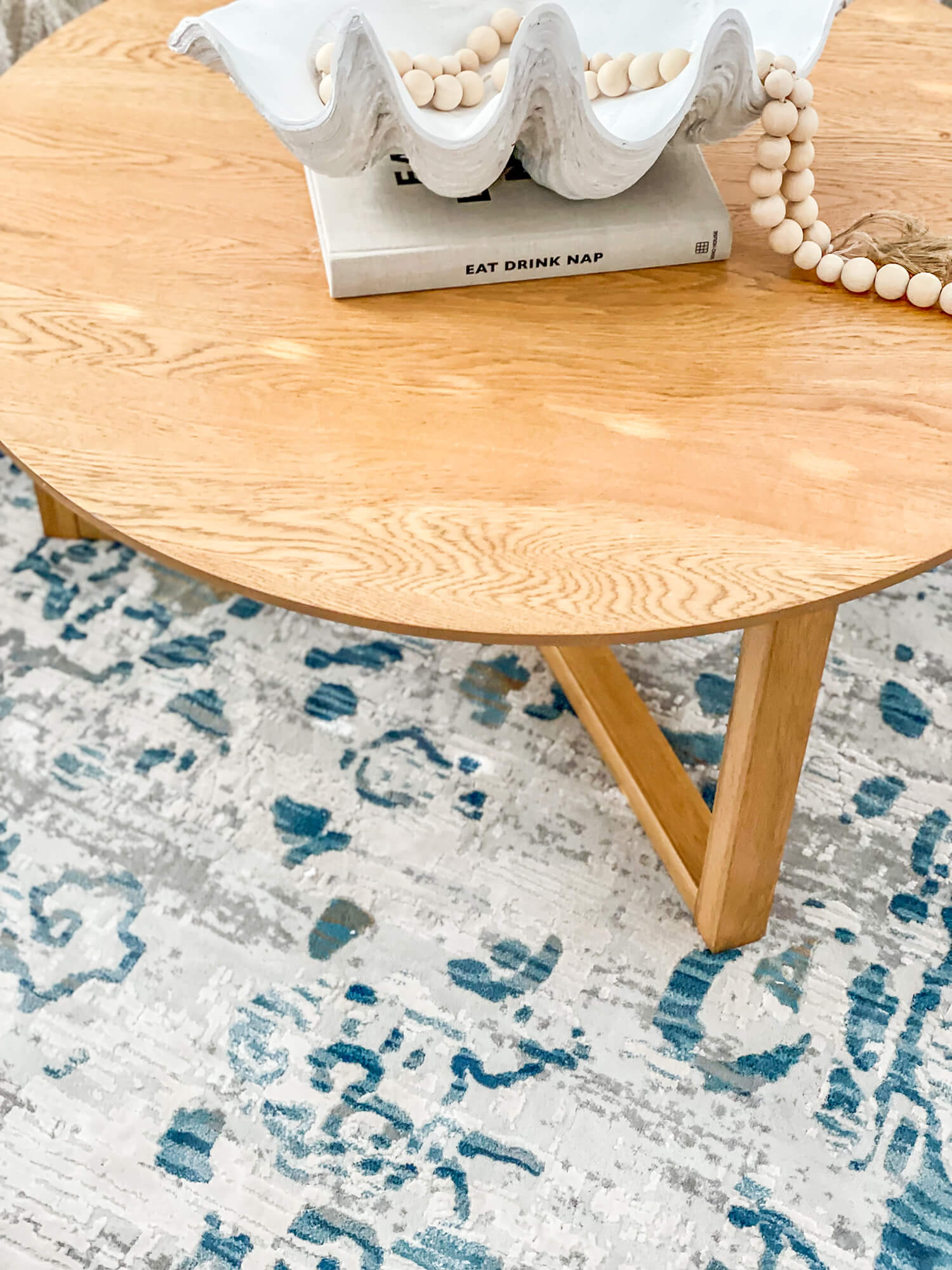 Iris Blue Grey and Beige Distressed Floral Rug - Image 5