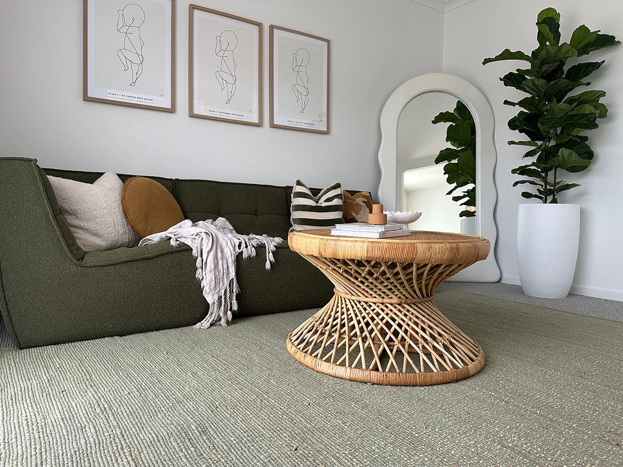 Ishani Green Flatweave Jute and Cotton Rug - Image 3