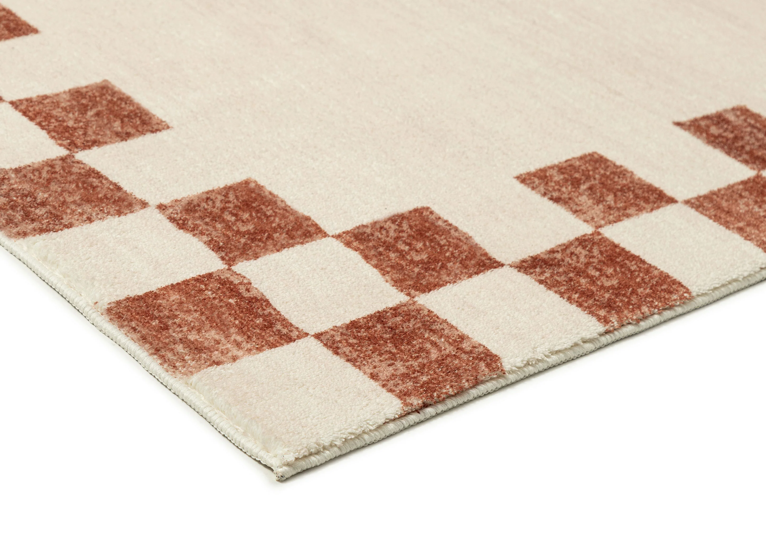 Isi Rust Brown Checkered Border Washable Rug - Image 6
