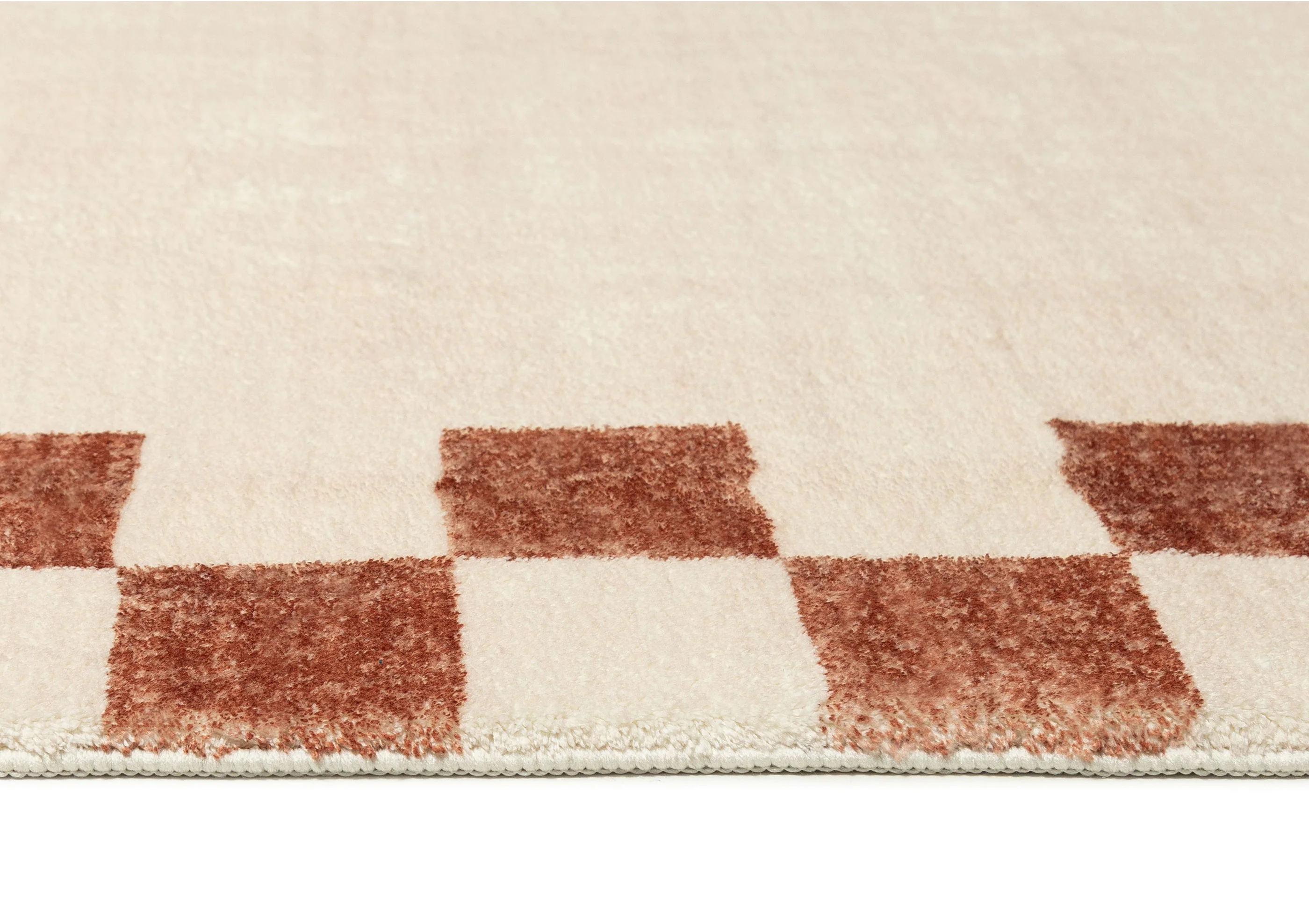 Isi Rust Brown Checkered Border Washable Rug - Image 7