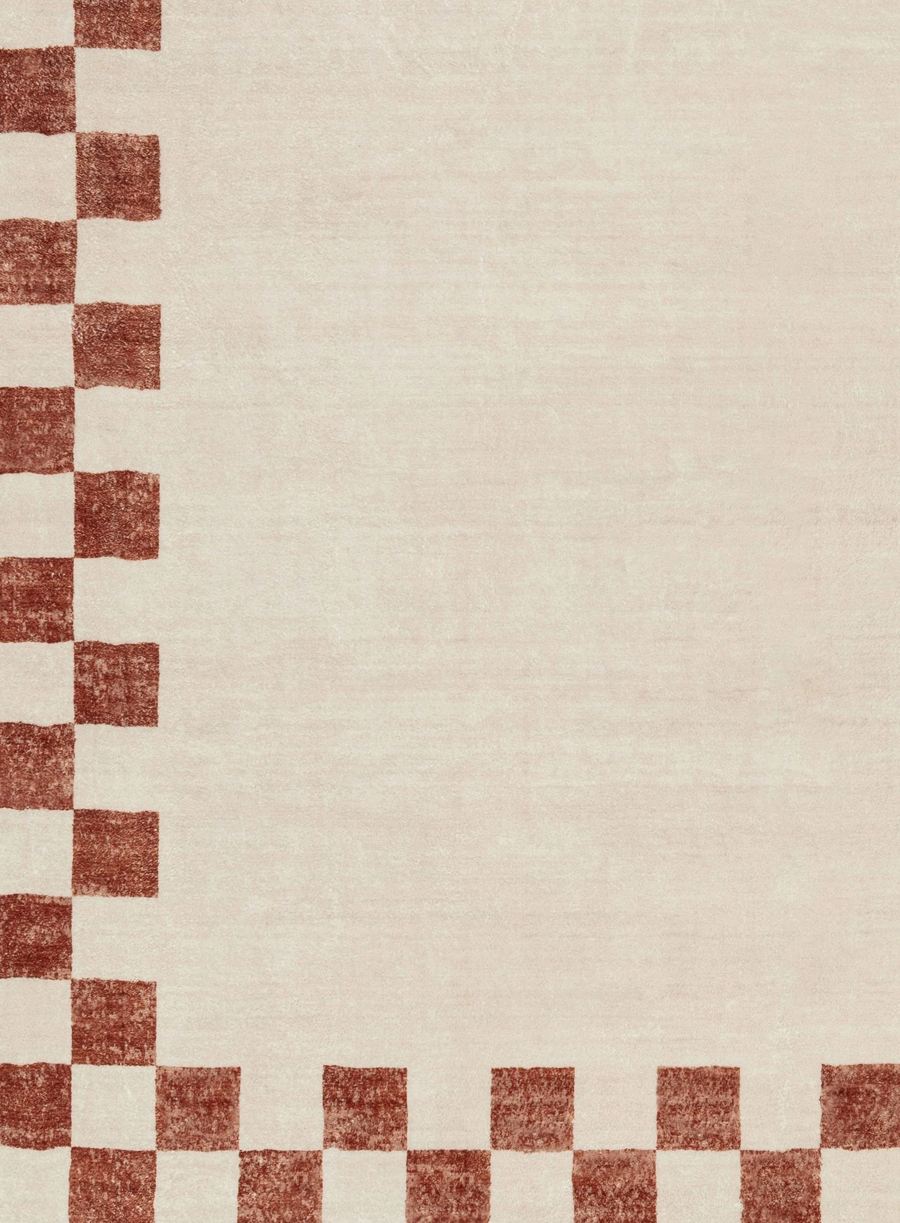 Isi Rust Brown Checkered Border Washable Rug - Image 9