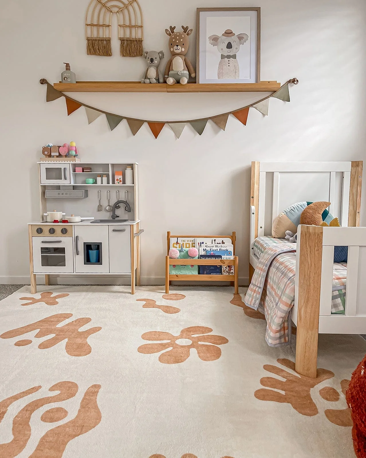 Isidore Beige and Cream Abstract Washable Rug - Image 2