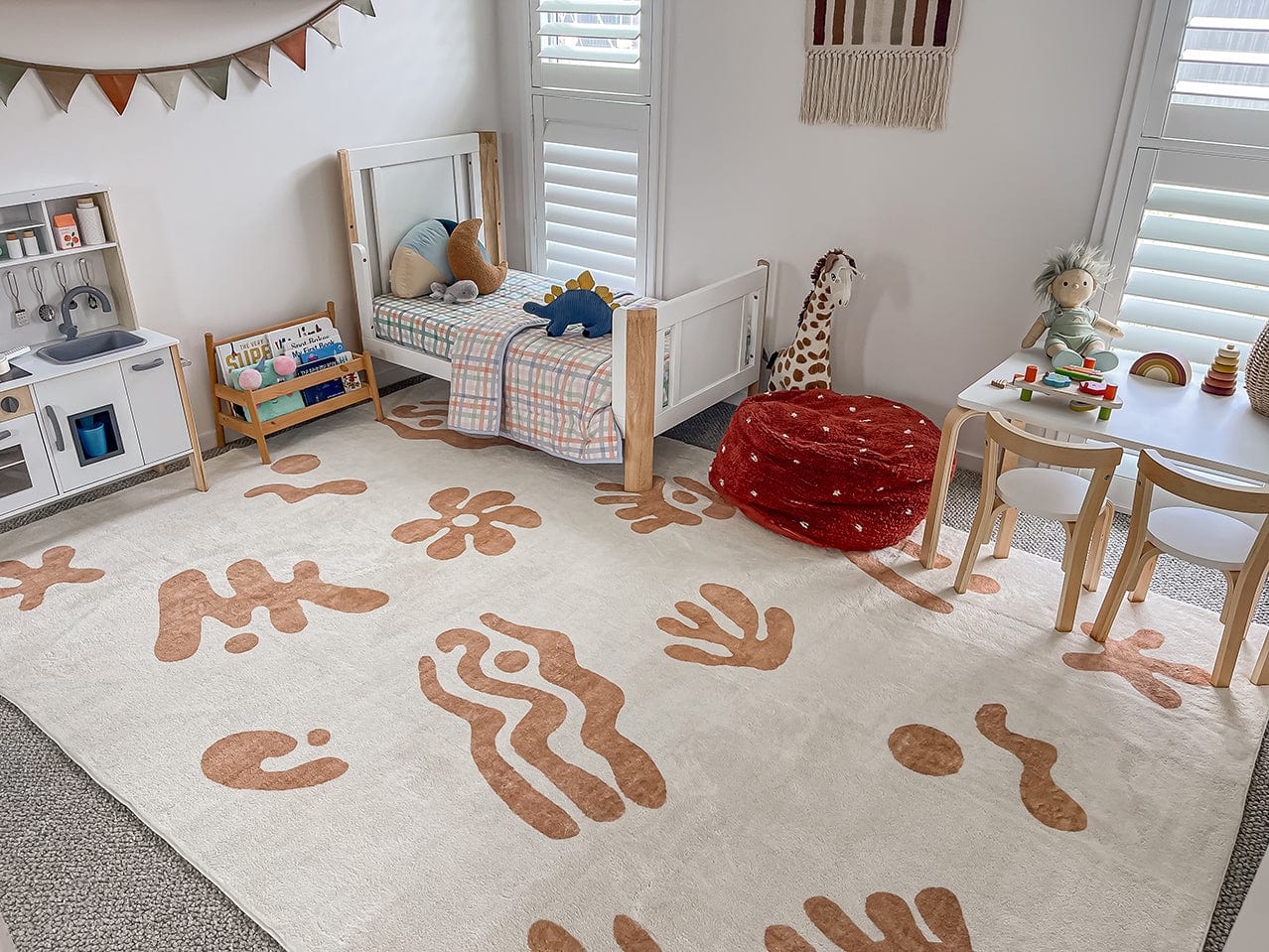 Isidore Beige and Cream Abstract Washable Rug - Image 4