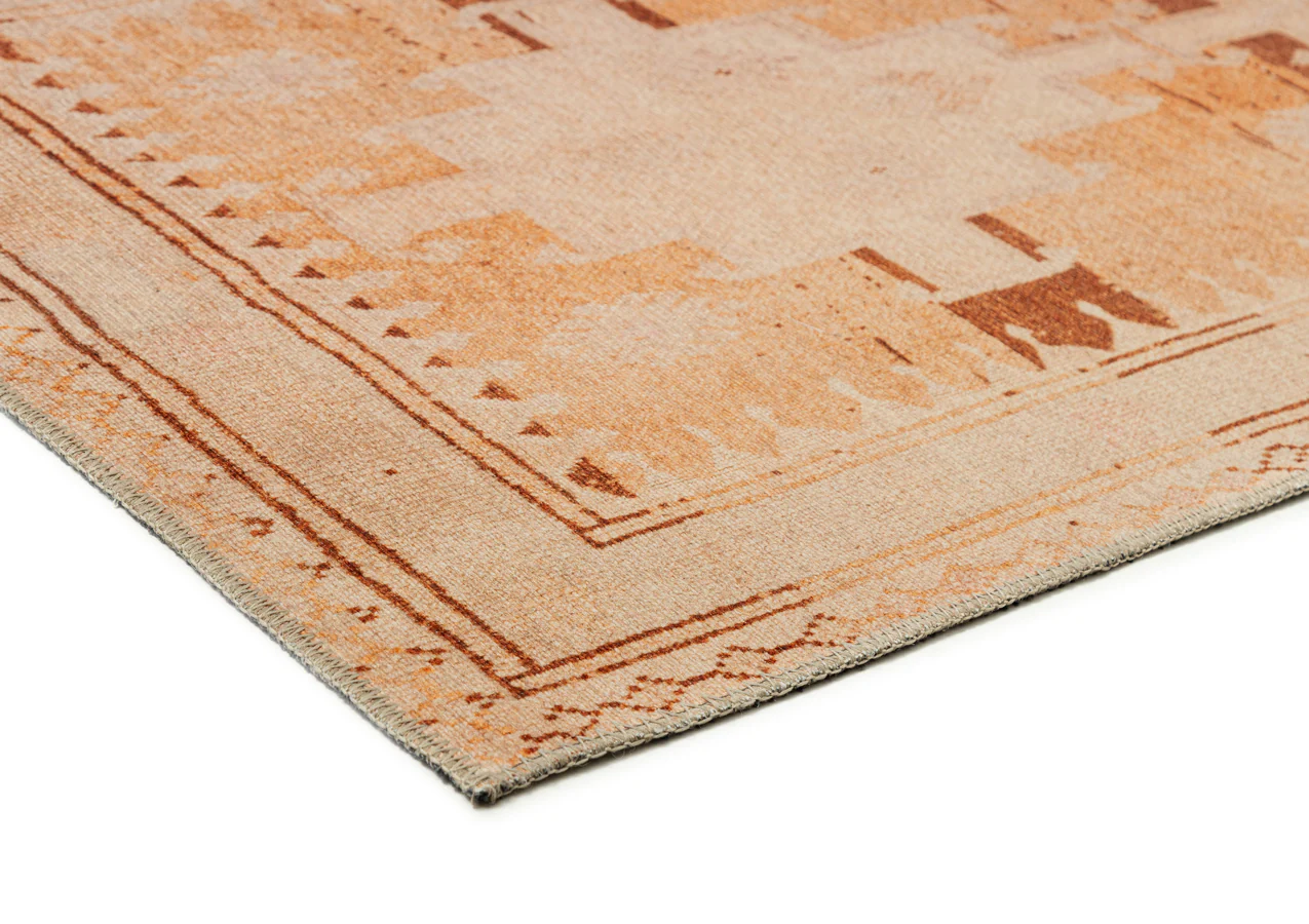 Isola Cream and Rust Tribal Washable Runner Rug - Image 6