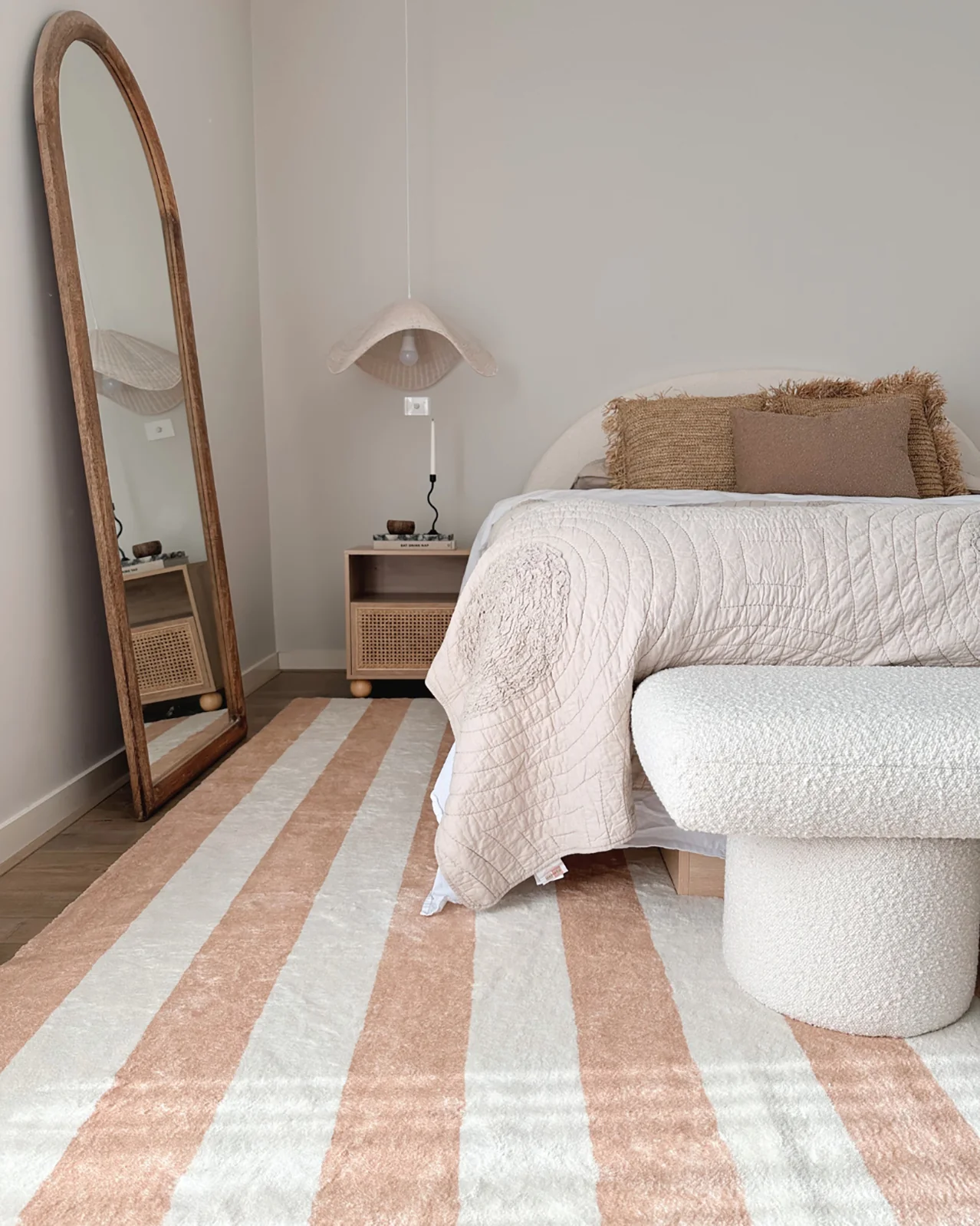 Jaida Tan Brown Cream Stripe Washable Rug - Image 2
