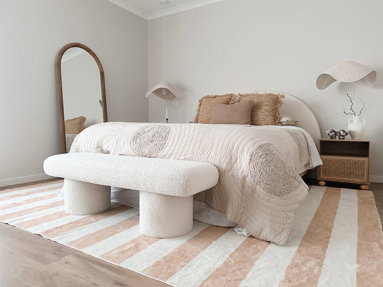 Jaida Tan Brown Cream Stripe Washable Rug - Image 4