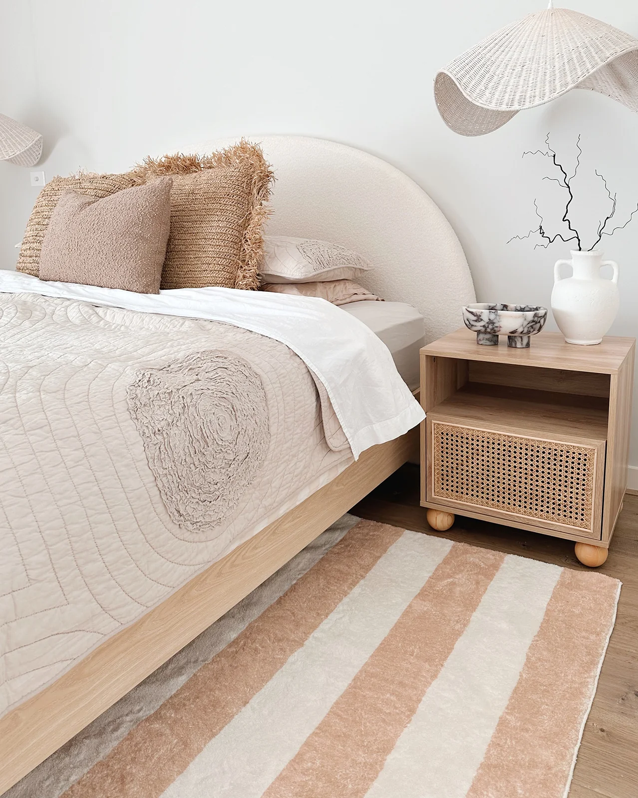 Jaida Tan Brown Cream Stripe Washable Rug - Image 5