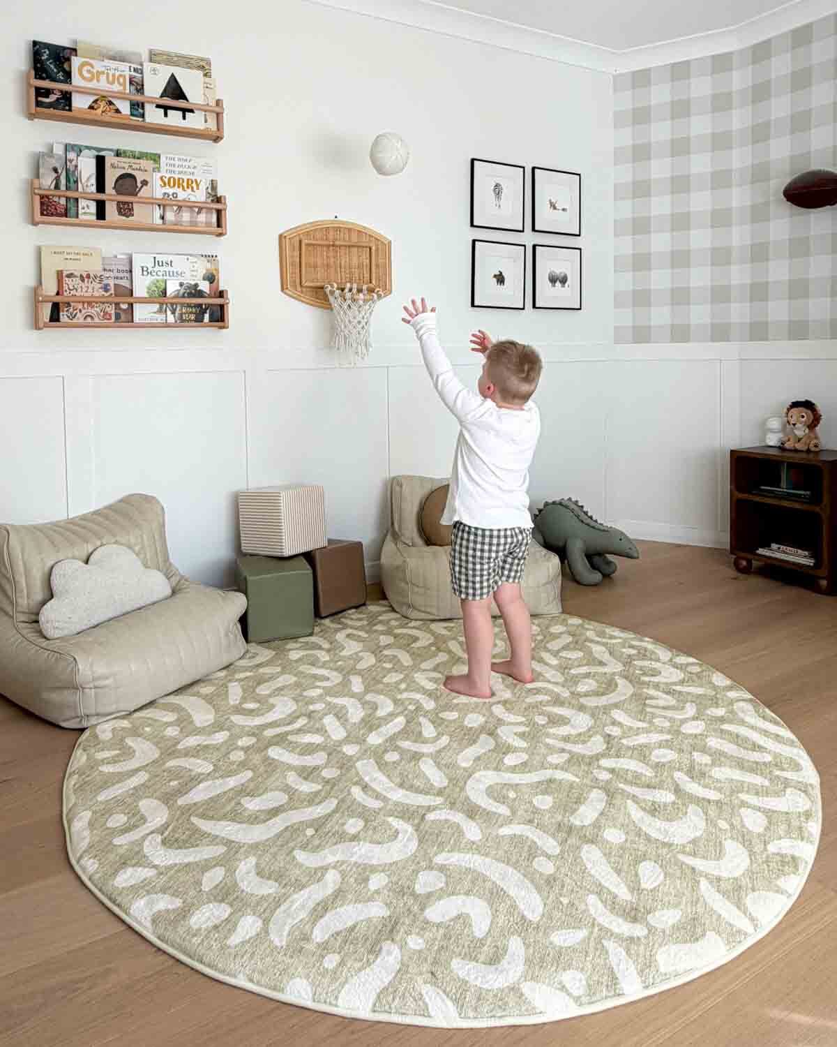 Jema Beige Abstract Rollie Pollie Round Playmat - Image 2