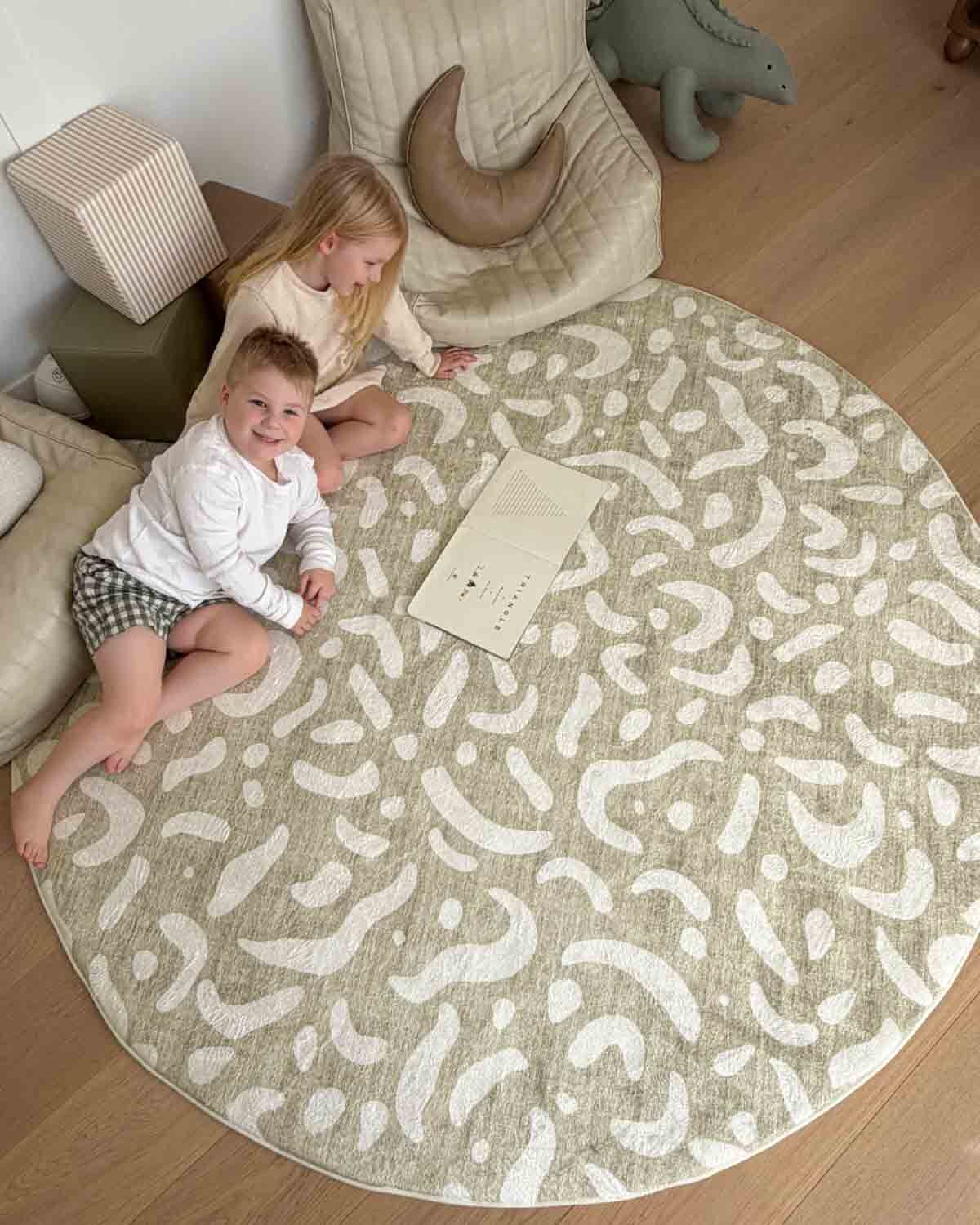 Jema Beige Abstract Rollie Pollie Round Playmat - Image 3