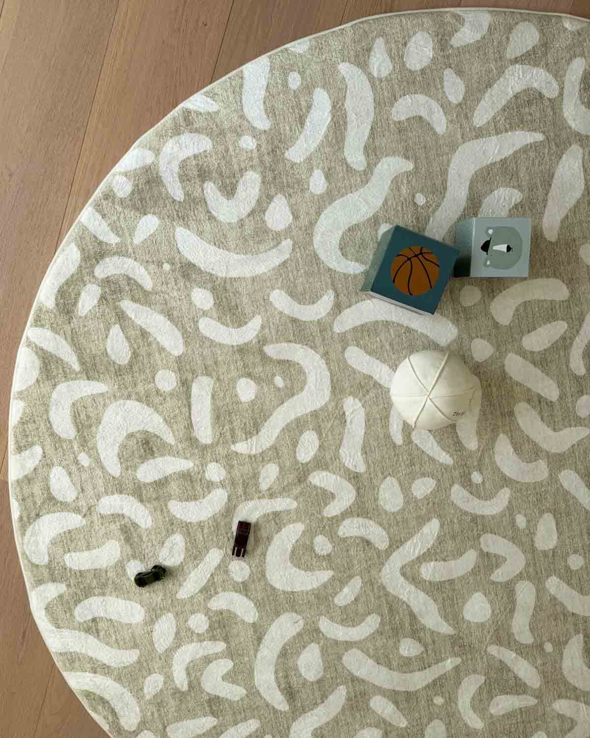 Jema Beige Abstract Rollie Pollie Round Playmat - Image 6