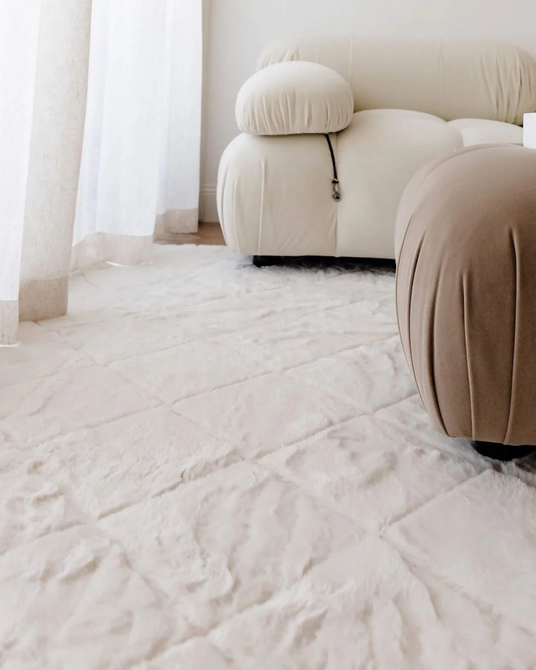 Jessa Ivory Cream Diamond Shag Rug - Image 2