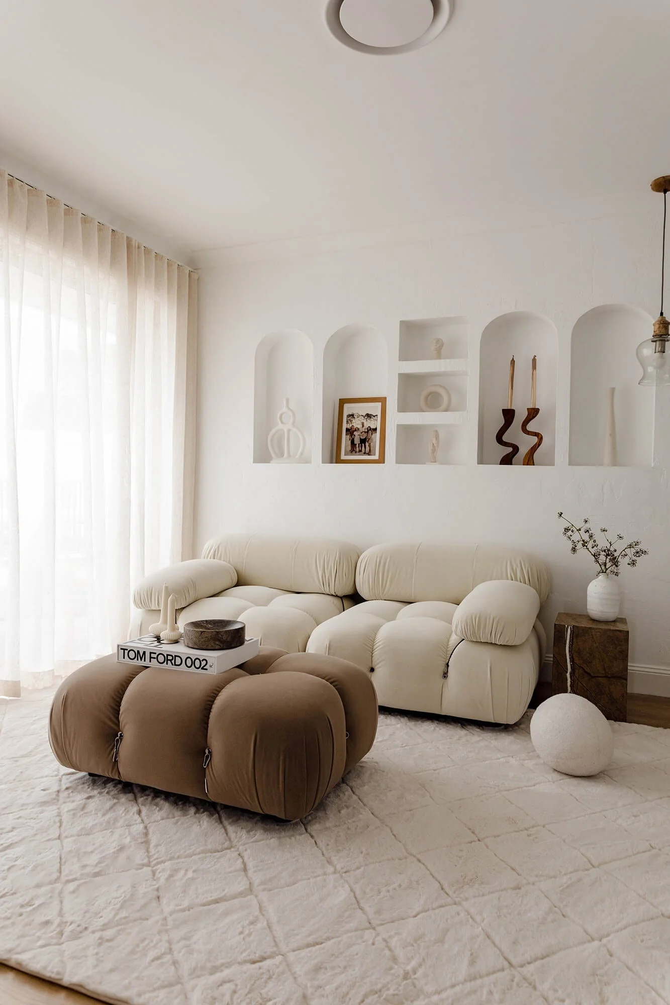 Jessa Ivory Cream Diamond Shag Rug - Image 3