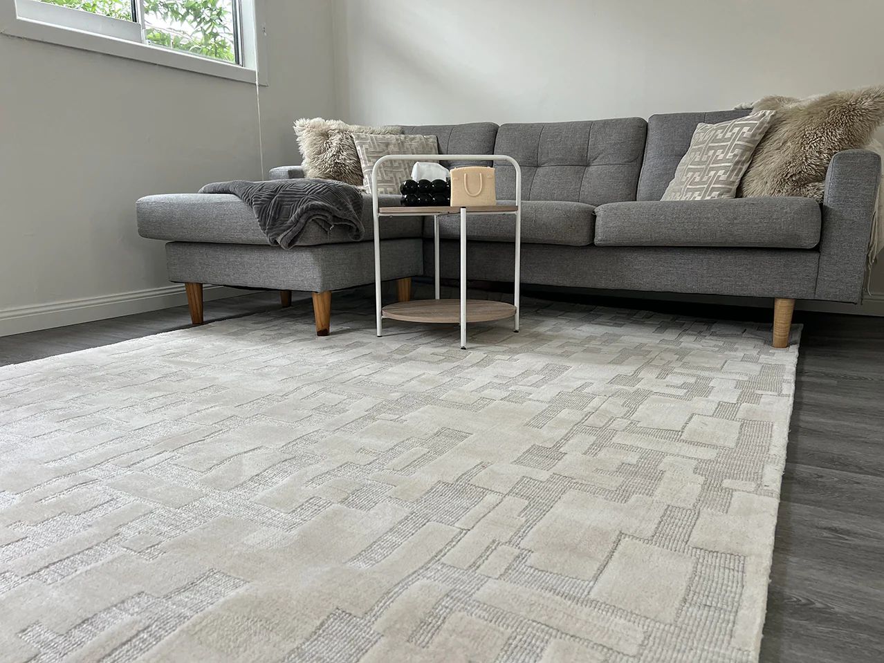 Jessie Ivory Cream Abstract Textured Rug - Image 6