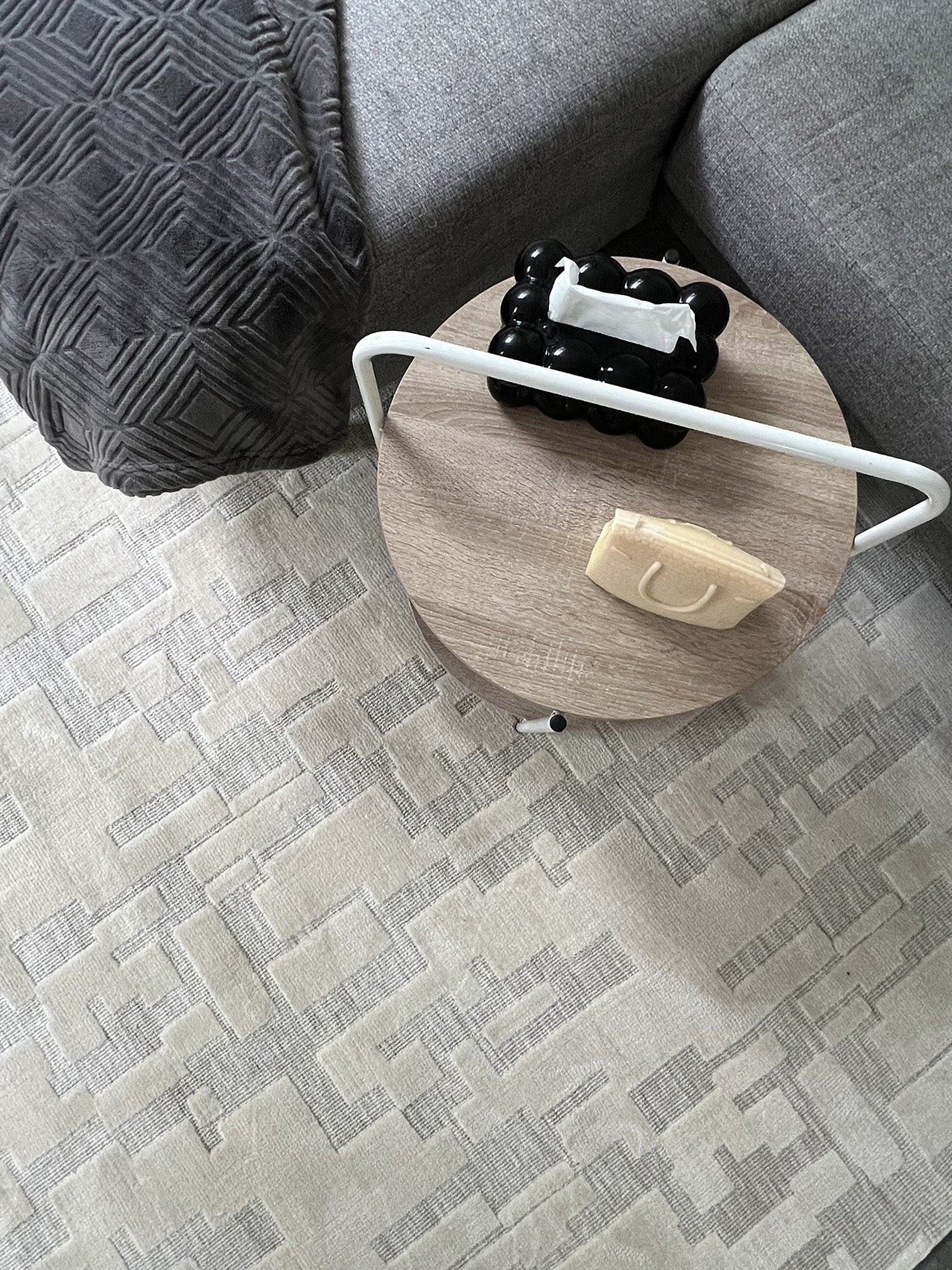 Jessie Ivory Cream Abstract Textured Rug - Image 7