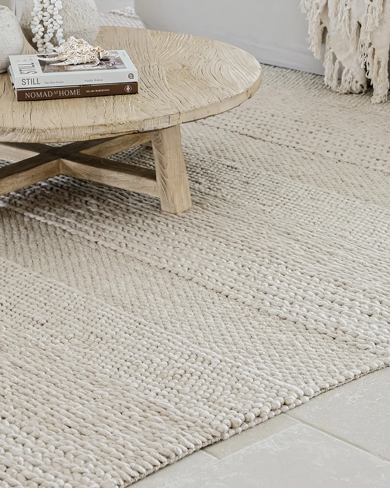 Joline Caramel Beige Braided and Looped Rug - Image 8