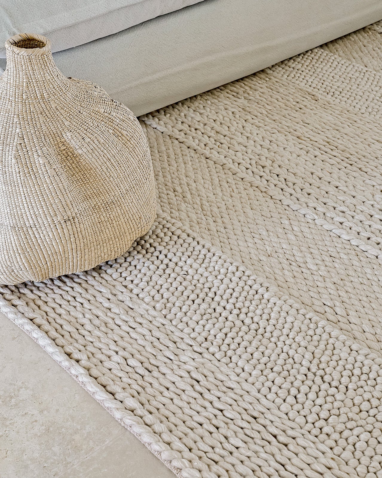 Joline Caramel Beige Braided and Looped Rug - Image 9