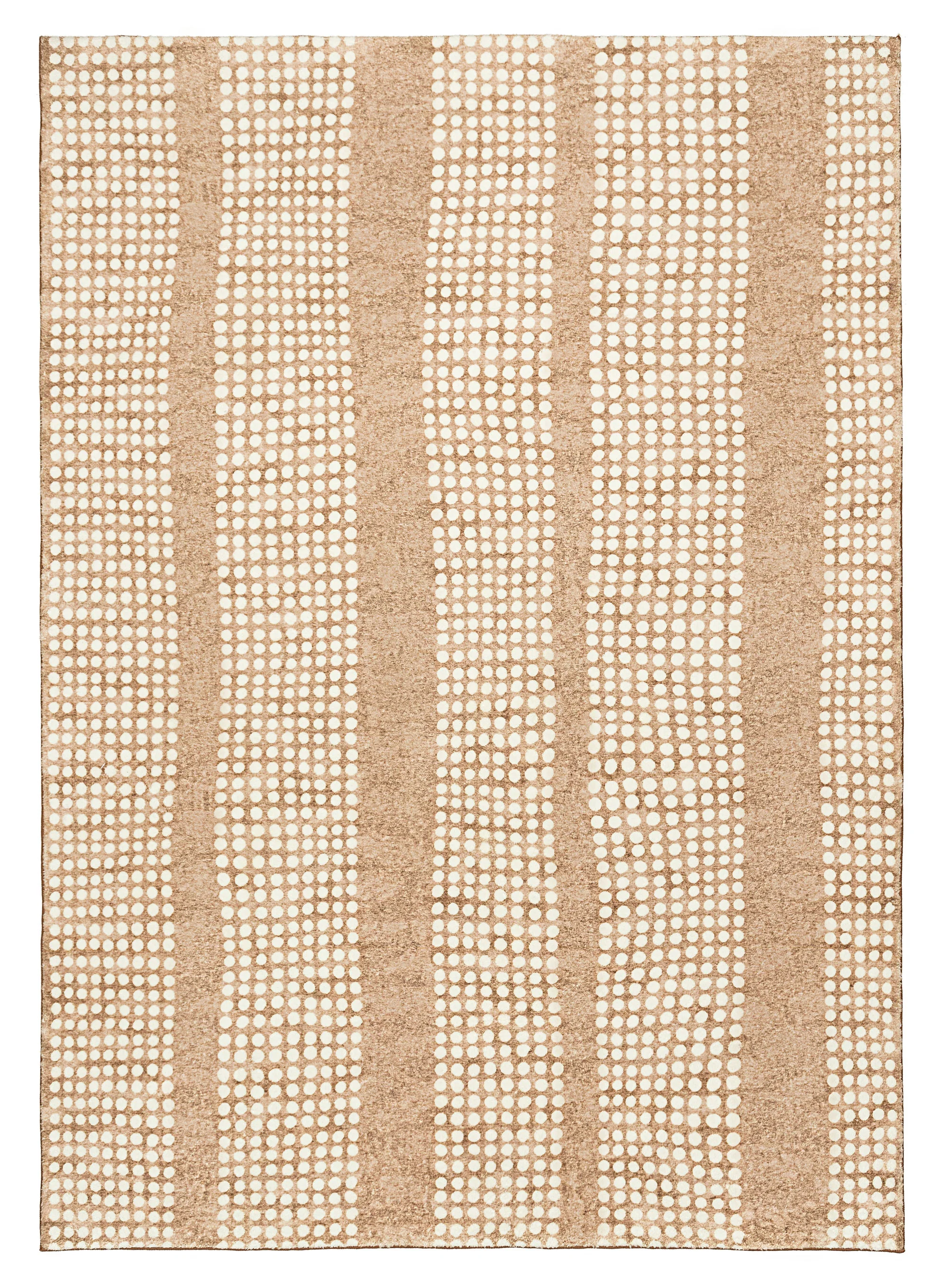Joni Beige Cream Dot Pattern Washable Rug