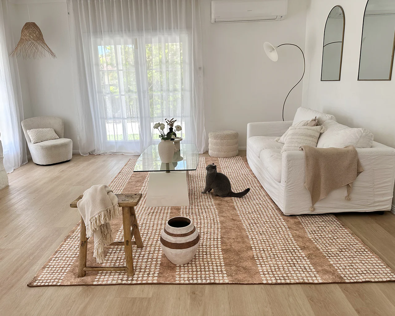 Joni Beige Cream Dot Pattern Washable Rug - Image 7