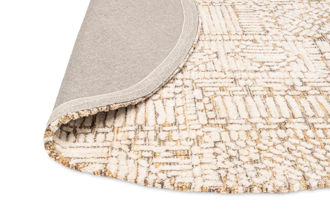 Jordan Mustard and Beige Geometric Modern Round Rug - Image 10