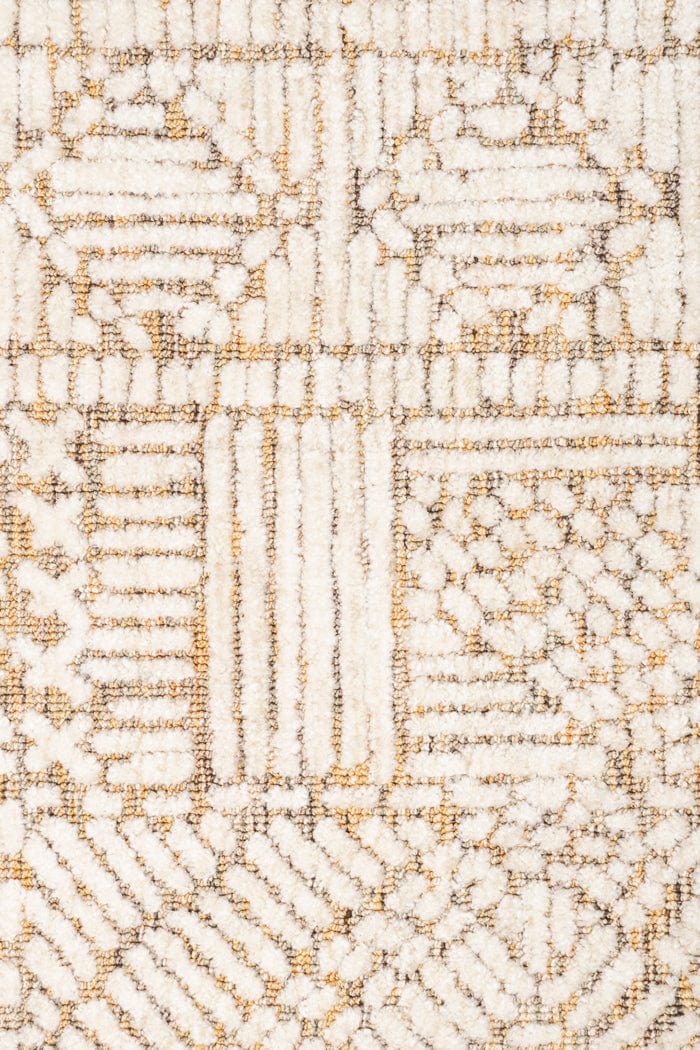 Jordan Mustard and Beige Geometric Modern Round Rug - Image 11