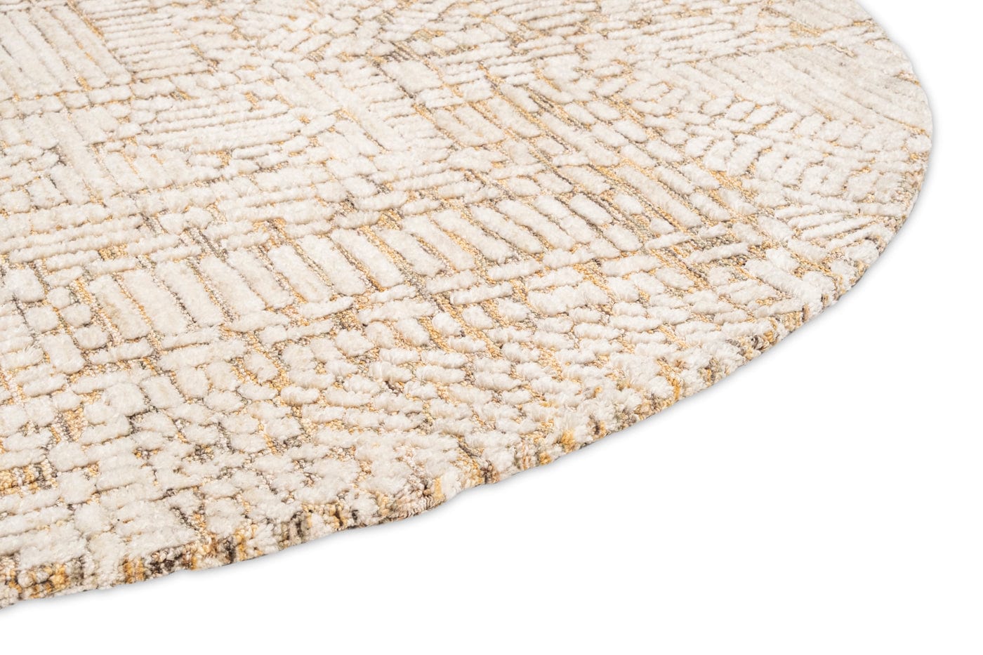 Jordan Mustard and Beige Geometric Modern Round Rug - Image 8
