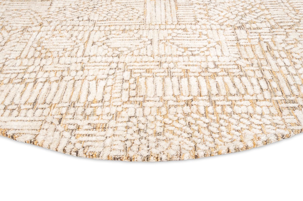 Jordan Mustard and Beige Geometric Modern Round Rug - Image 9