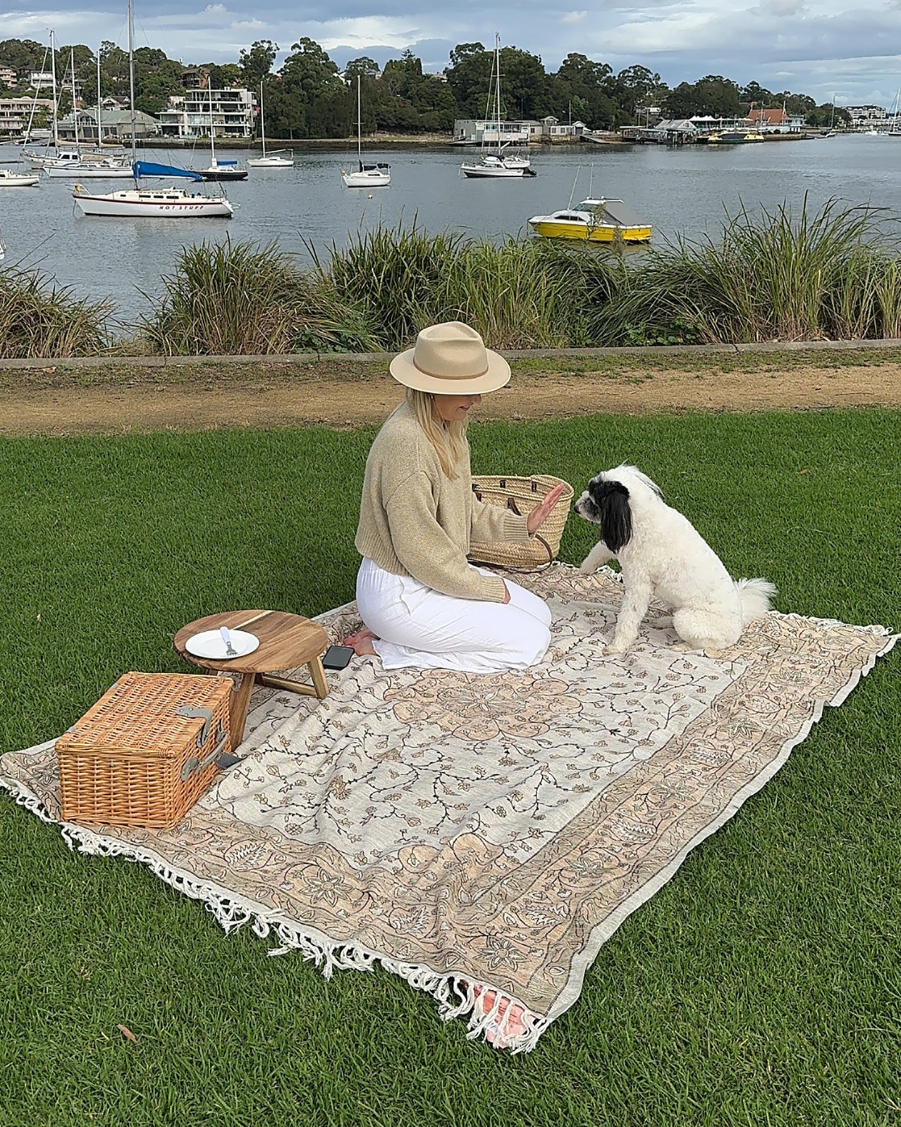Josie Neutral Beige Boho Picnic Rug - Image 3
