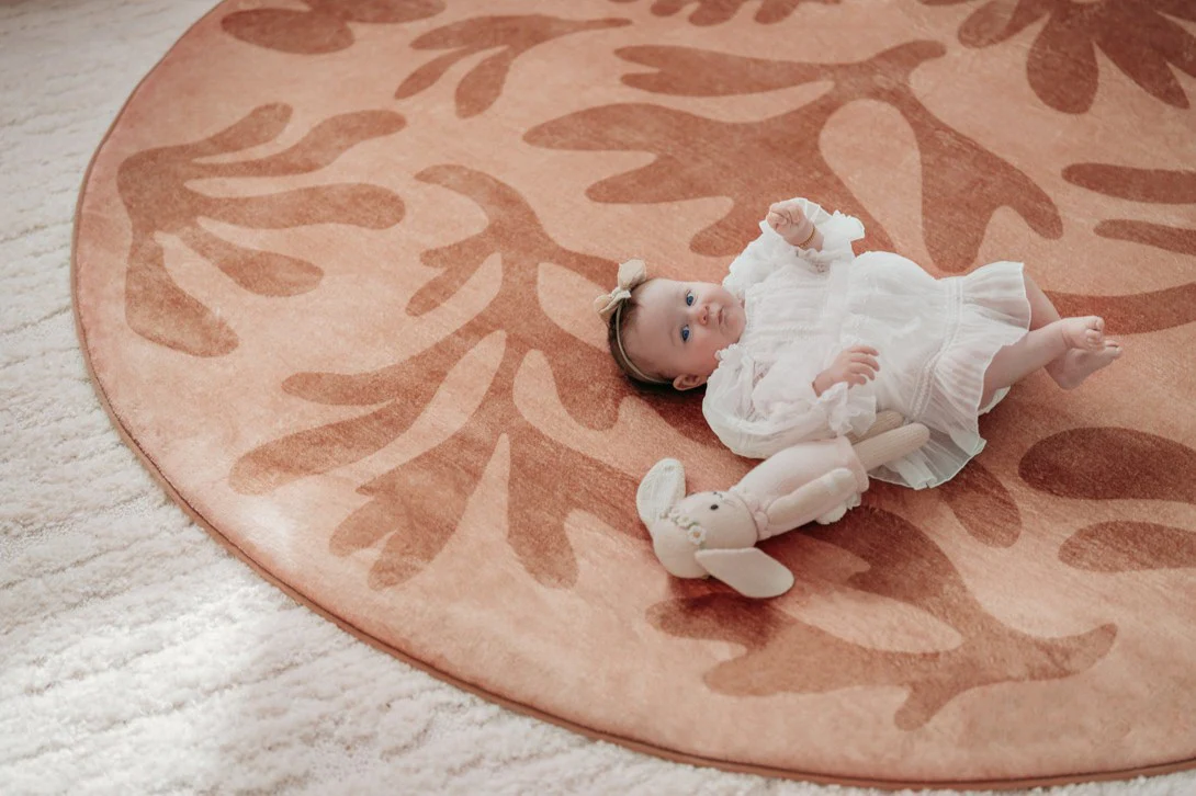 Juno Pink Terracotta Shapes Rollie Pollie Round Playmat - Image 4