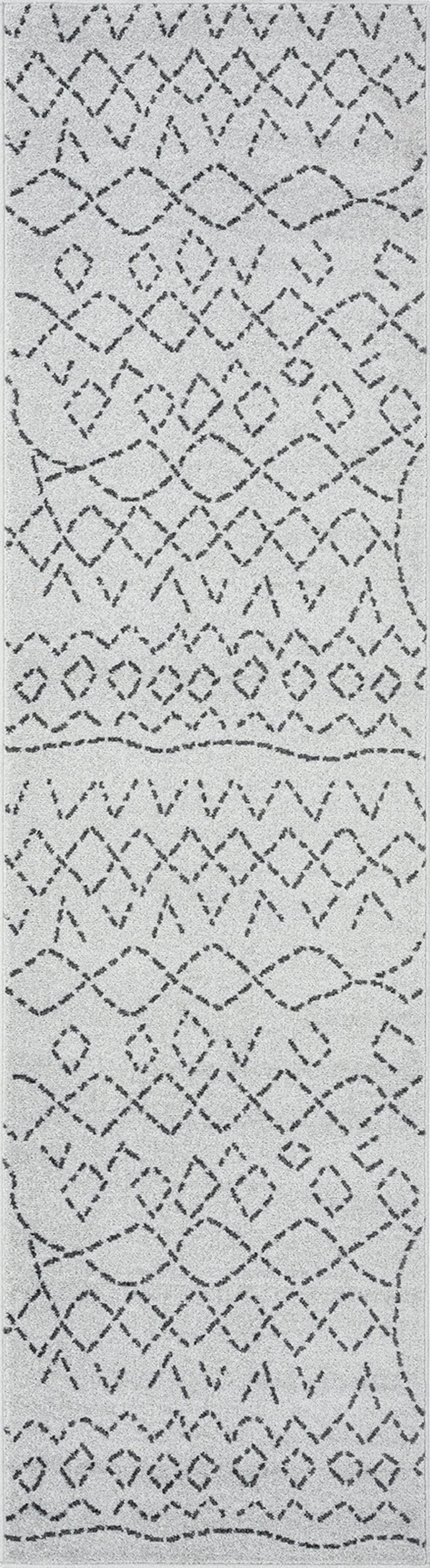 Junya Grey And Ivory Runner Rug