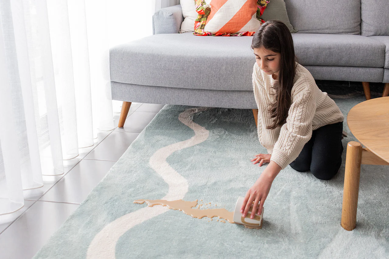 Kairo Green and Cream Wiggle Bordered Washable Rug - Image 10