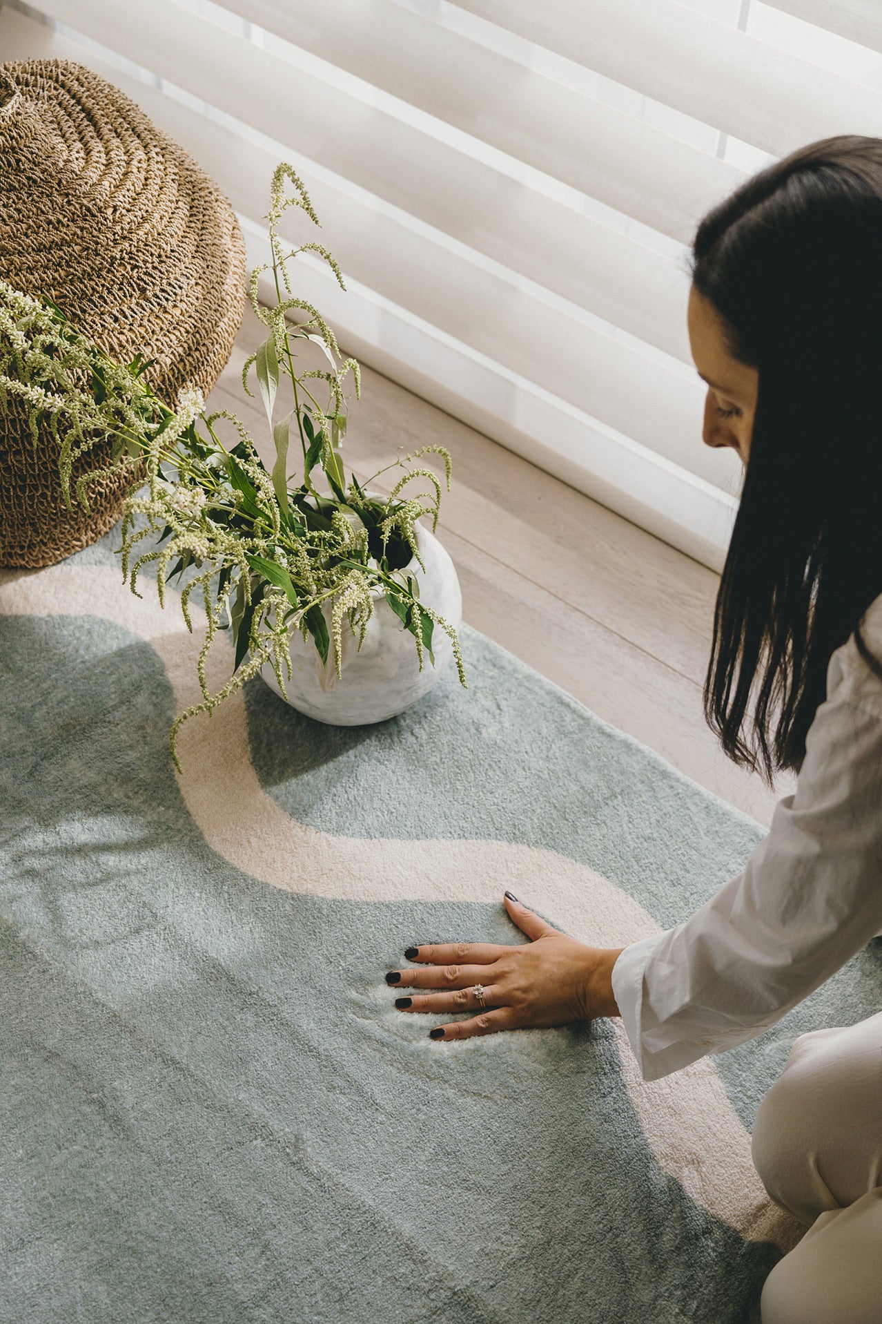 Kairo Green and Cream Wiggle Bordered Washable Rug - Image 14