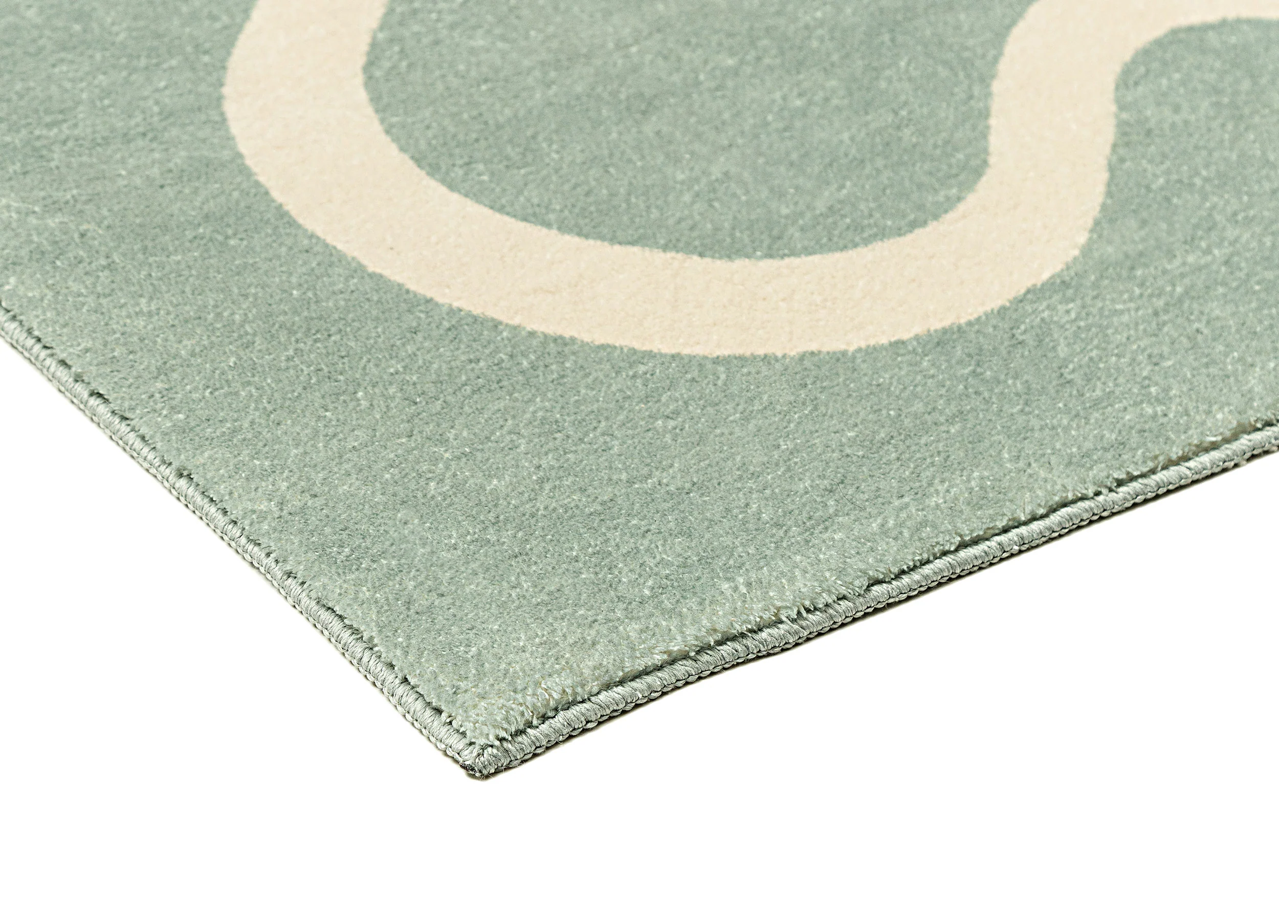 Kairo Green and Cream Wiggle Bordered Washable Rug - Image 15