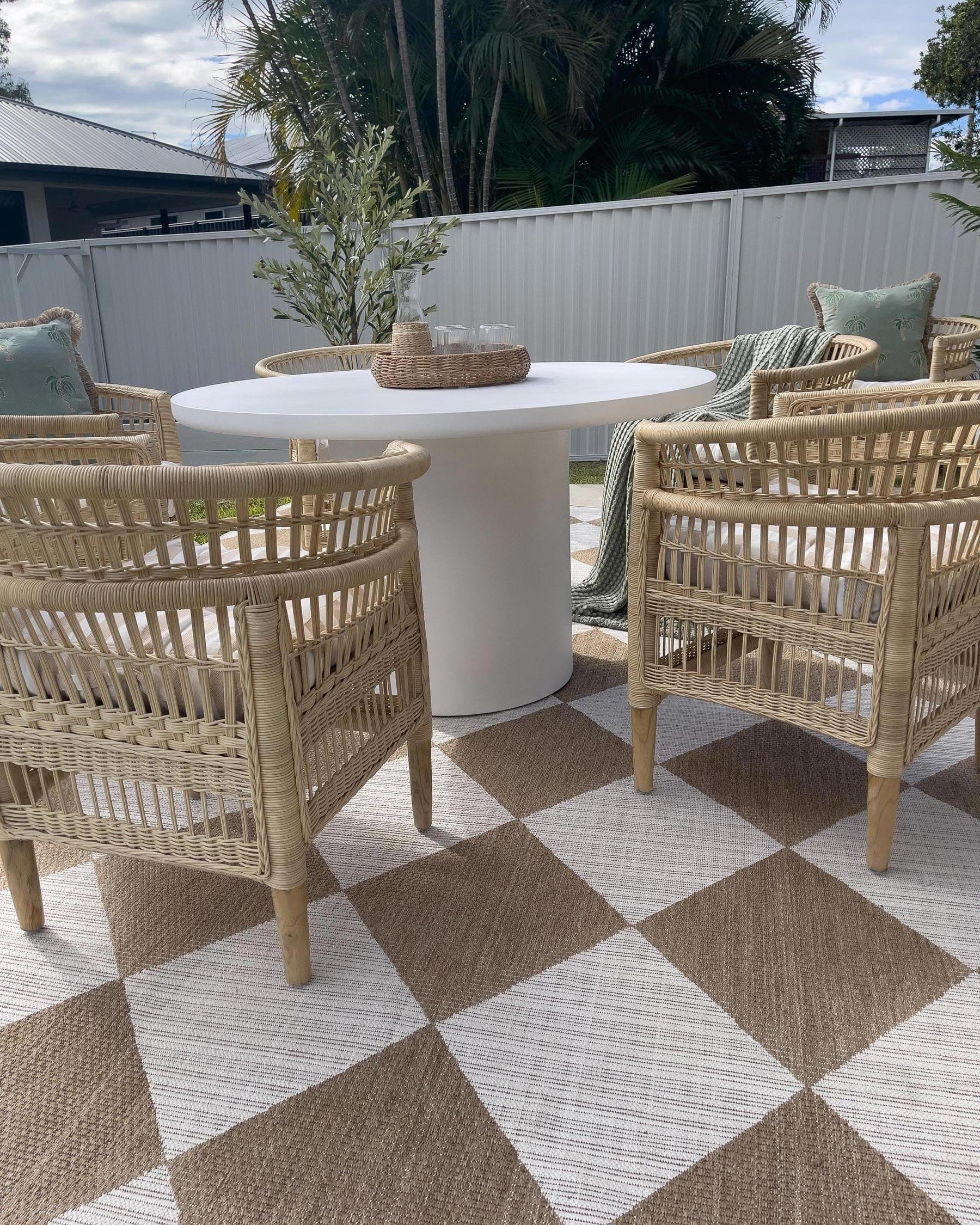 Kalei Brown and Ivory Checkered Flatweave Indoor Outdoor Rug - Image 2