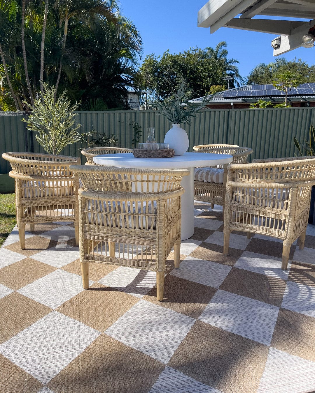 Kalei Brown and Ivory Checkered Flatweave Indoor Outdoor Rug - Image 3