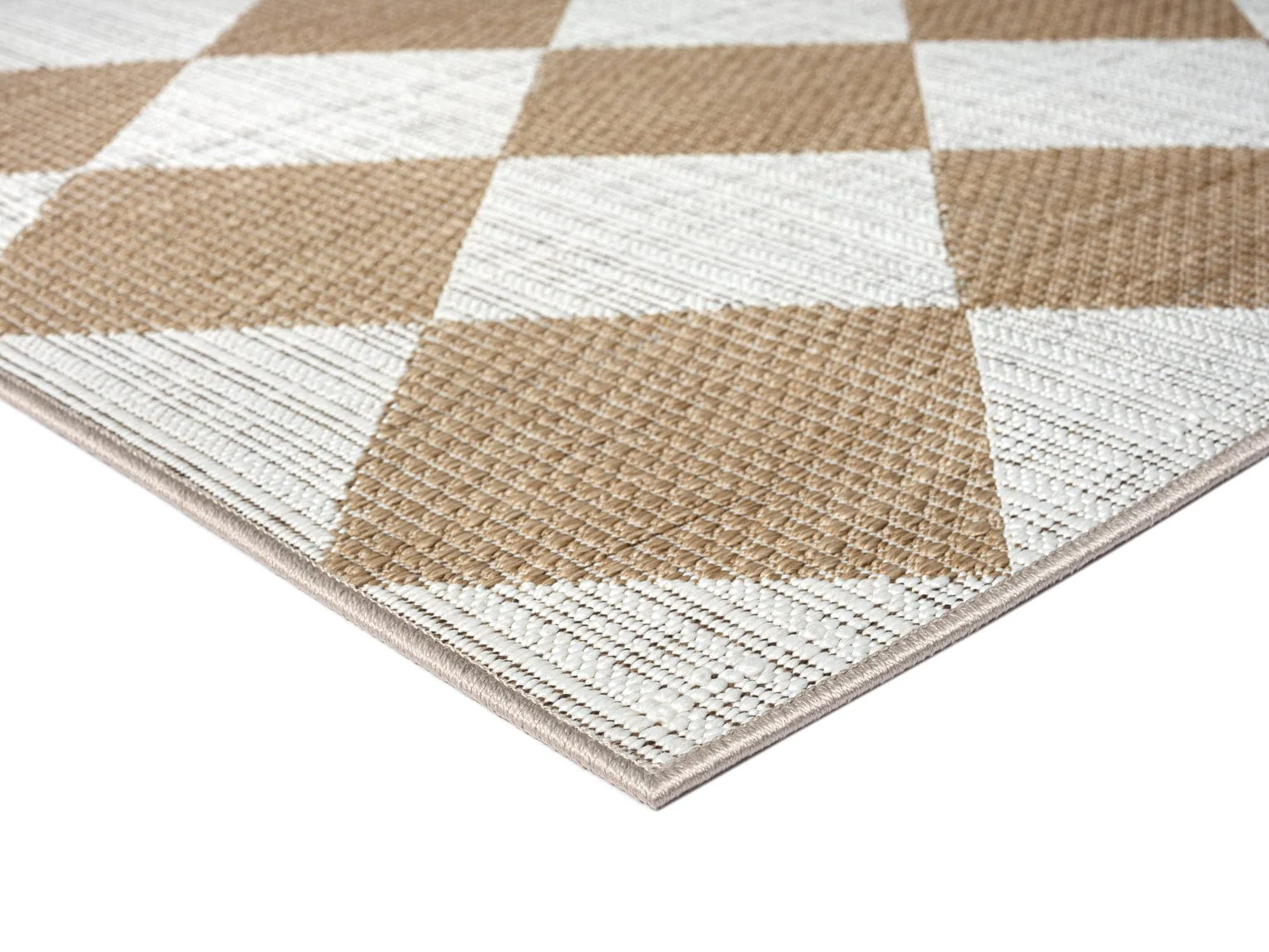 Kalei Brown and Ivory Checkered Flatweave Indoor Outdoor Rug - Image 6