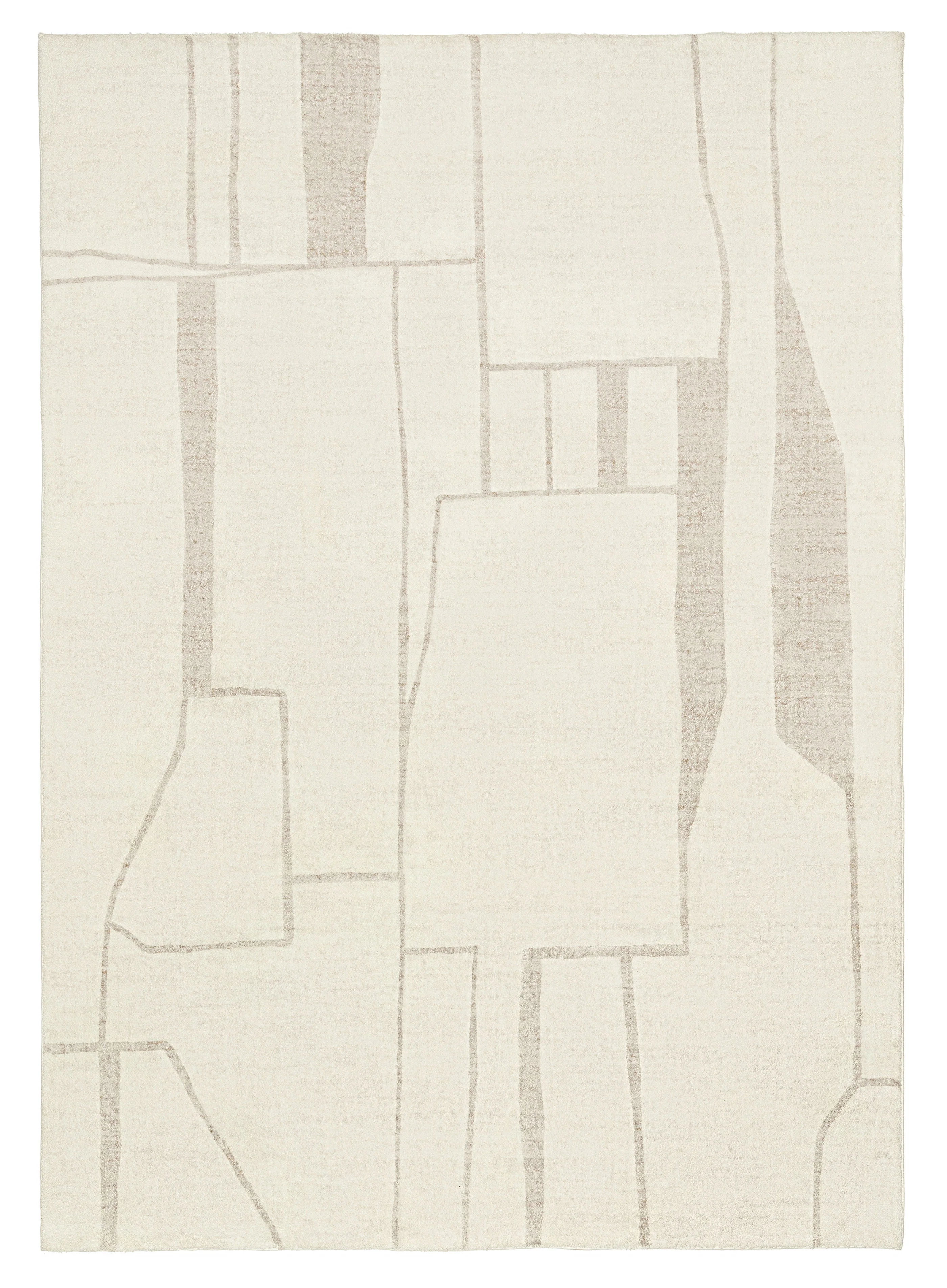 Kaliko Beige Abstract Pattern Washable Rug
