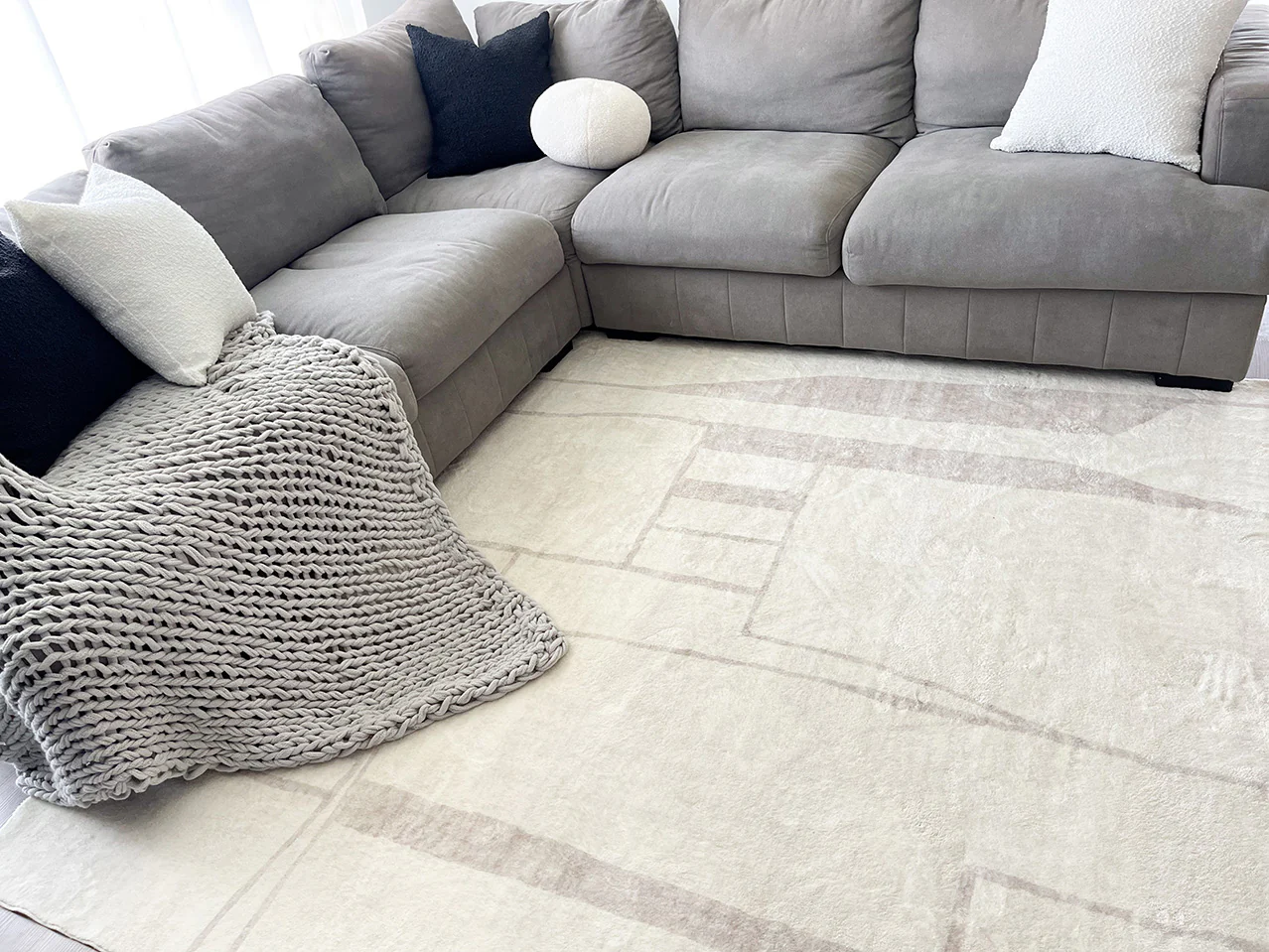 Kaliko Beige Abstract Pattern Washable Rug - Image 3