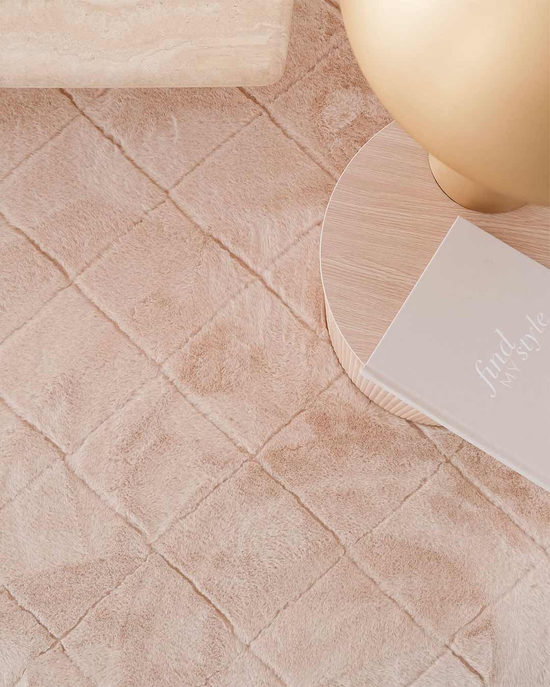 Karlie Blush Pink Diamond Shag Rug - Image 2