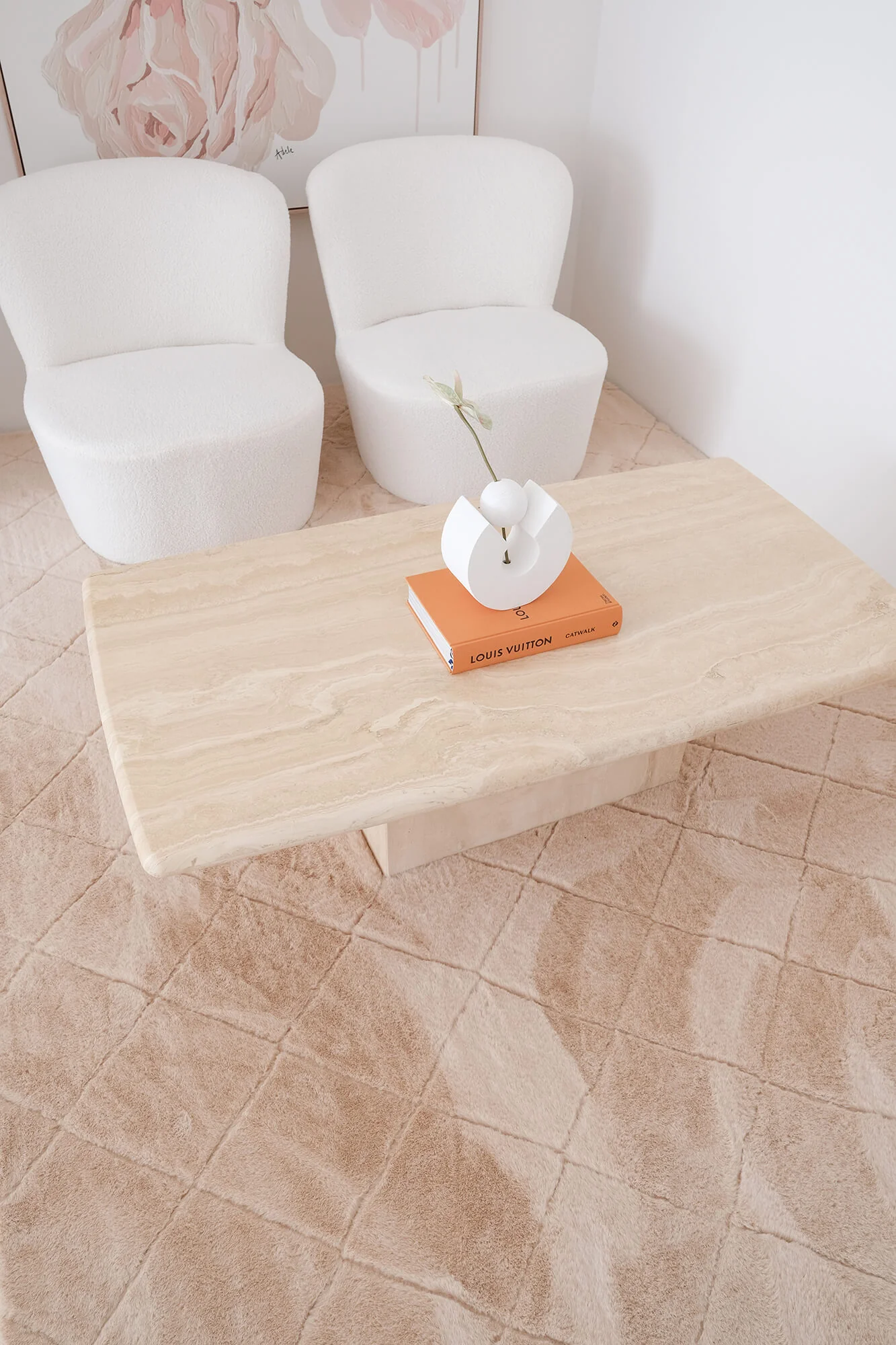 Karlie Blush Pink Diamond Shag Rug - Image 3