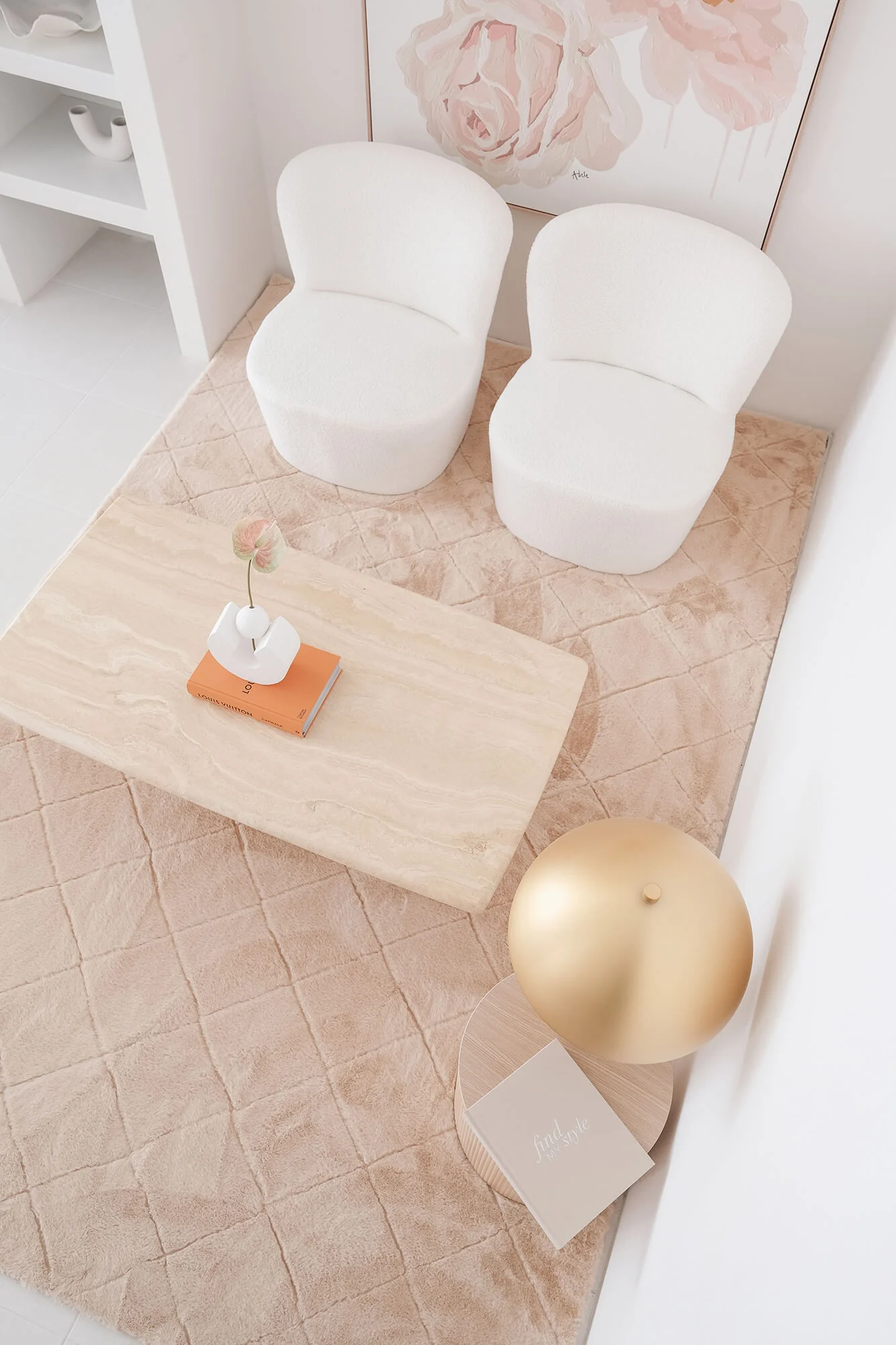 Karlie Blush Pink Diamond Shag Rug - Image 4