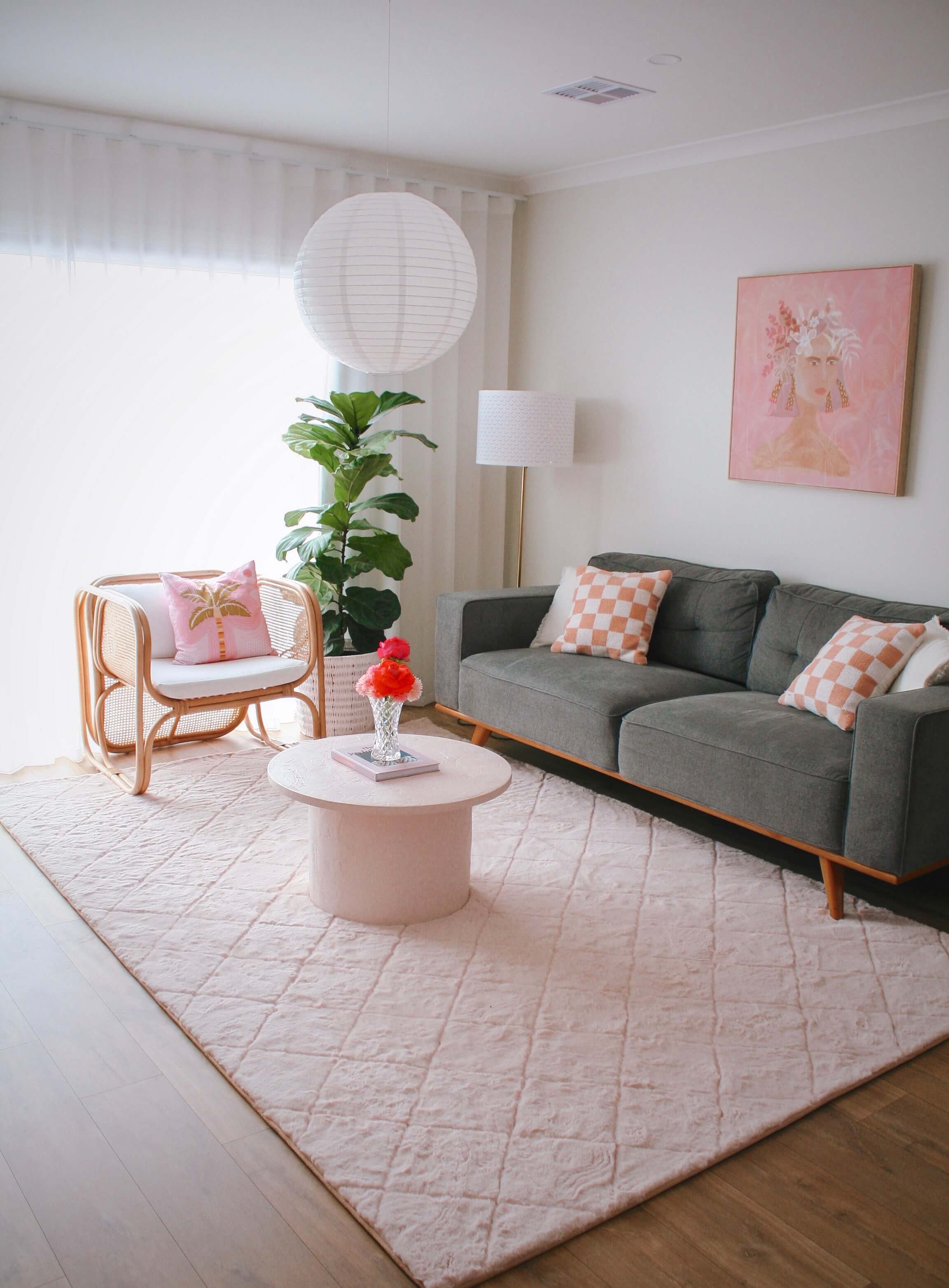 Karlie Blush Pink Diamond Shag Rug - Image 7