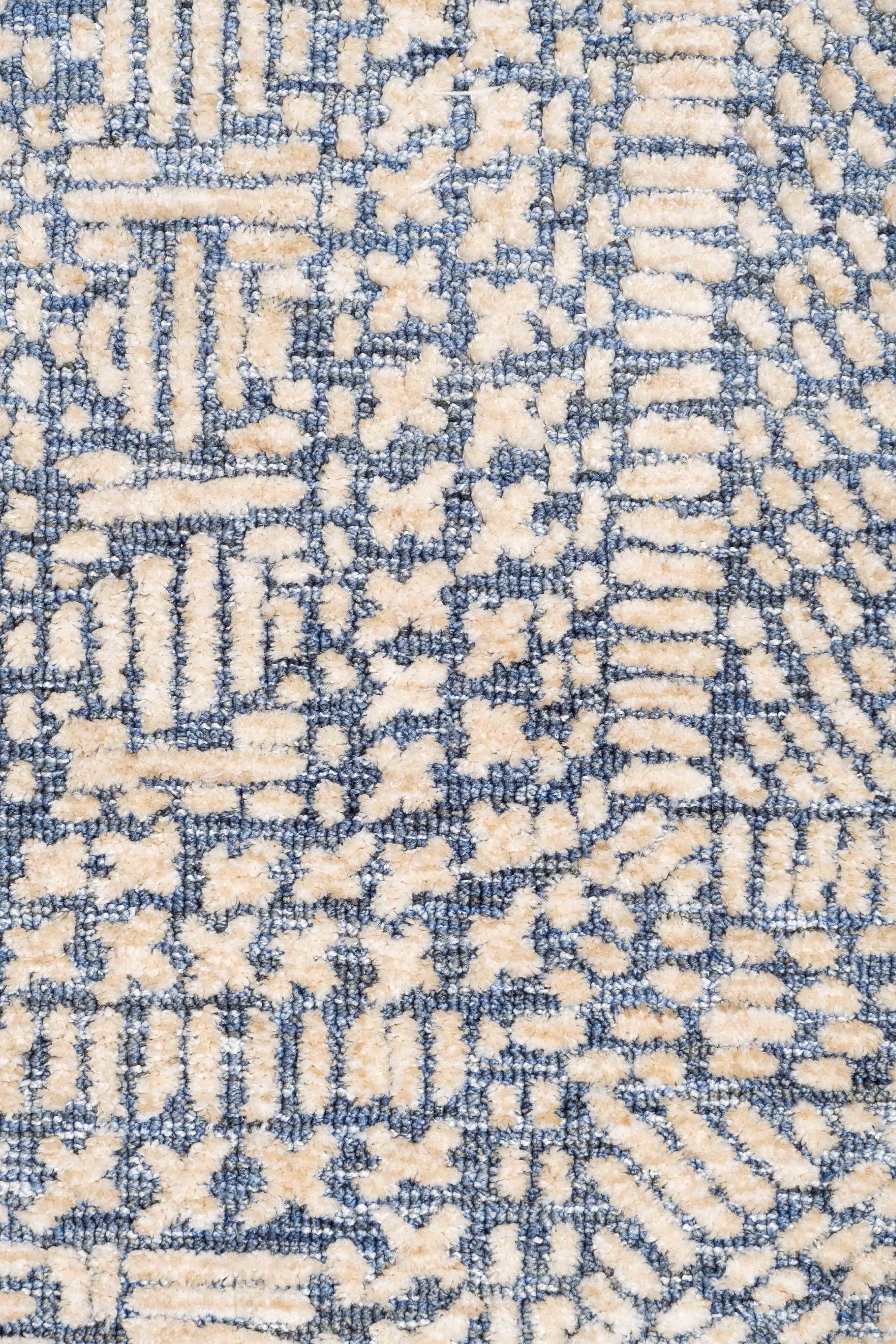 Karmen Blue and Ivory Geometric Patterned Rug - Image 11